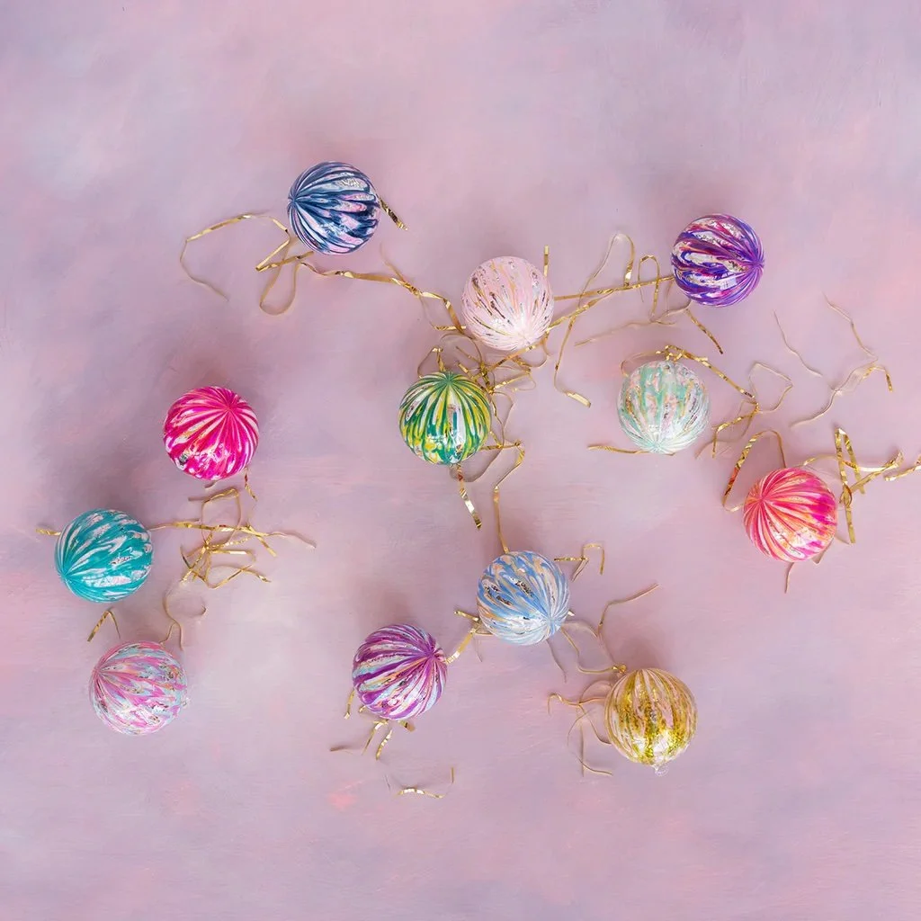 Glitterville Handblown Glass Marble Ornament