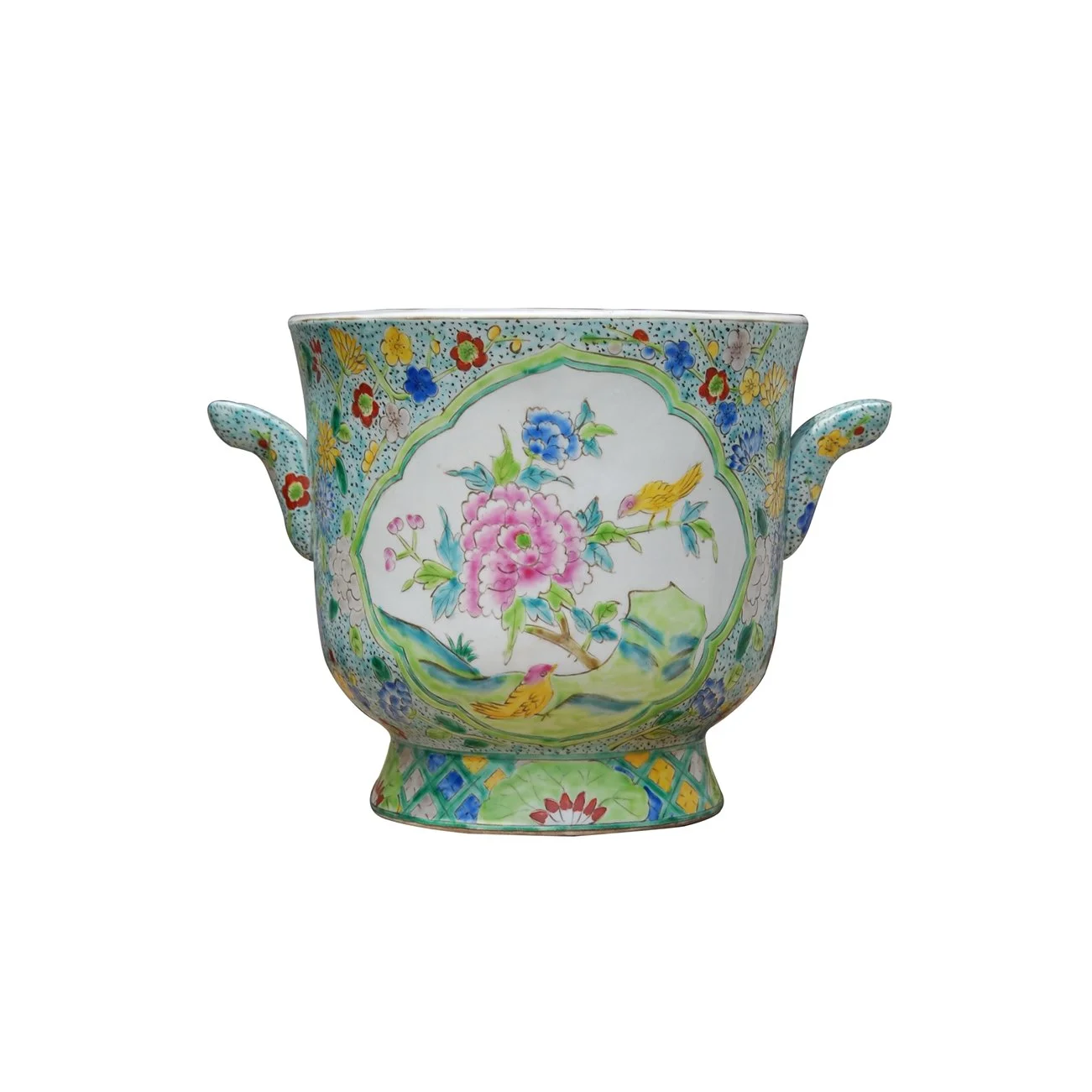 Floral Porcelain Cachepot, Hand Painted