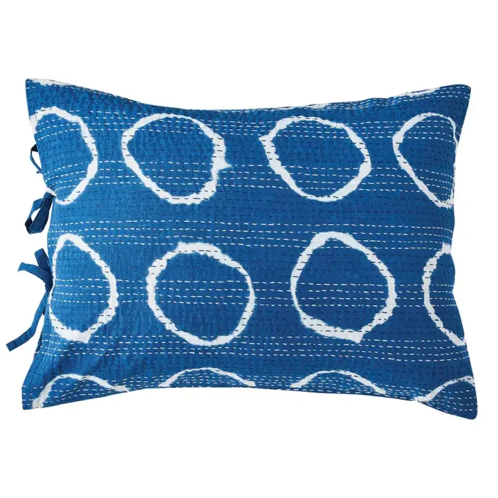 Hand Stitched Block Print Kantha Pillow Sham