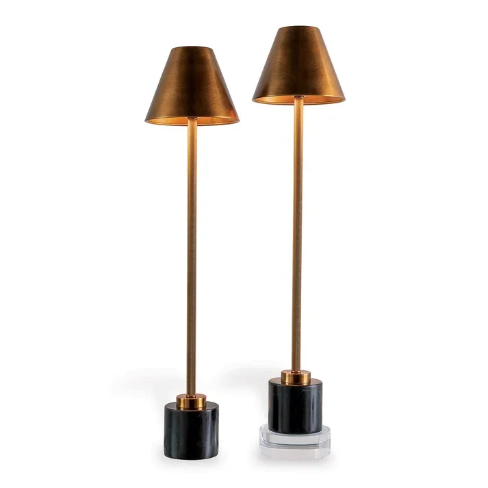 Parliament Marble & Brass Buffet Lamps, pair