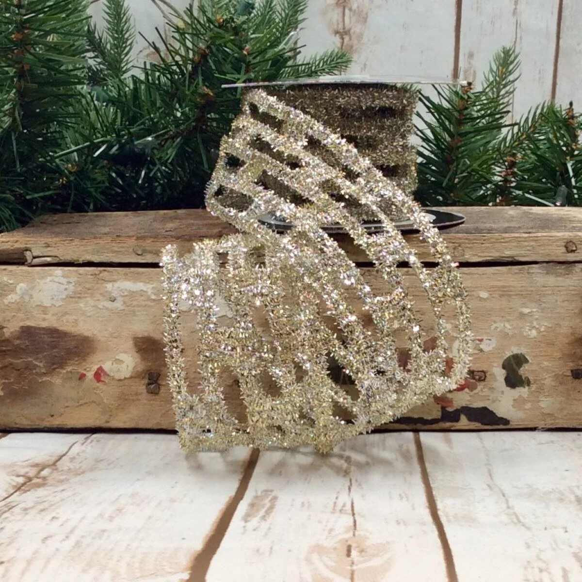Platinum Tinsel Ribbon - 10 Yards