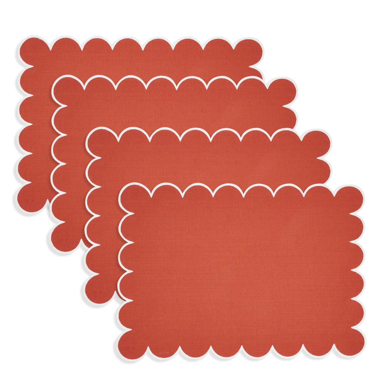 Scalloped Hem Linen Placemats | set of 4