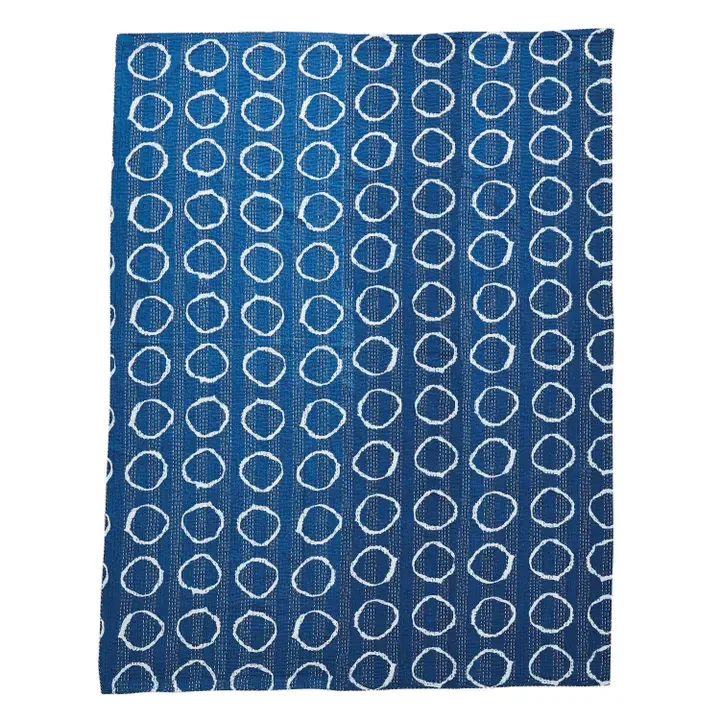 Hand Stitched Block Print Kantha Throw