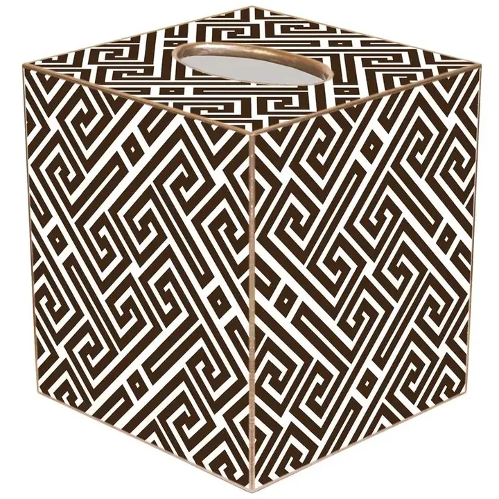 Brown Fret Tissue Box Cover