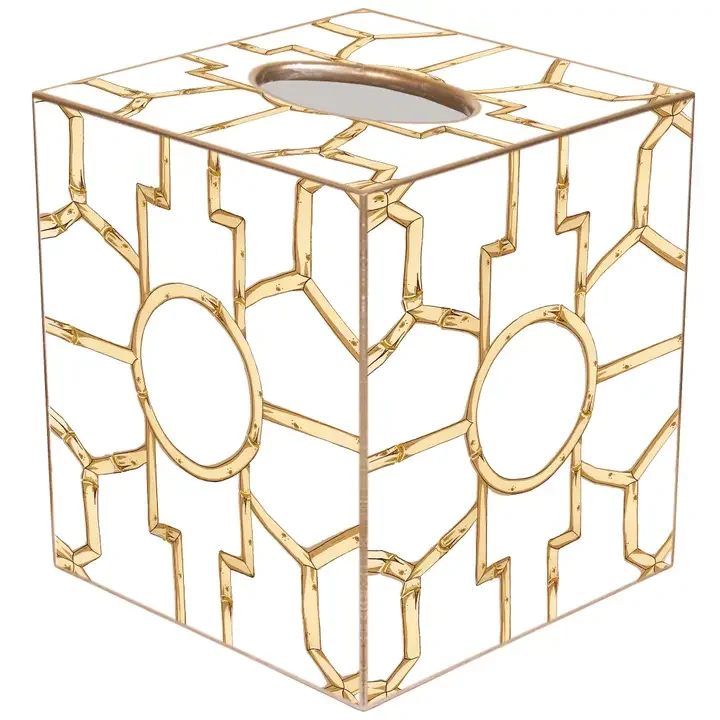 Bamboo On White Tissue Box Cover