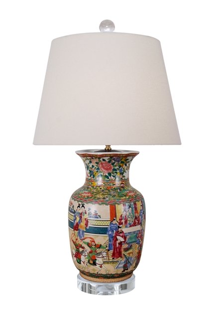 Porcelain Rose Canton Vase Lamp