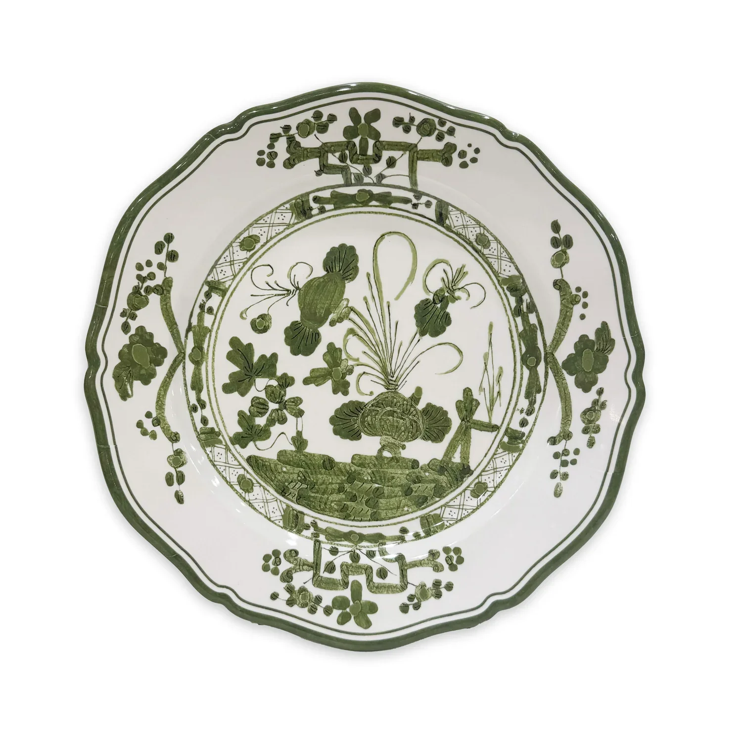 Green Floral Elegance Ceramic Platter