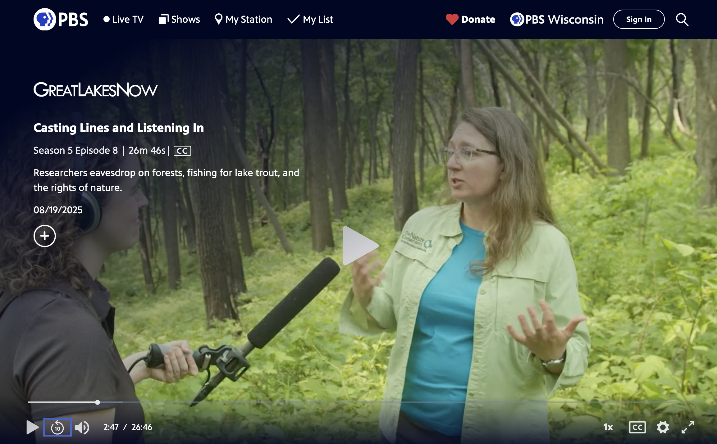 Watch PBS Great Lakes Now Season 5 Episode 8 to learn more about the Soundscape Baselines sites in Wisconsin.