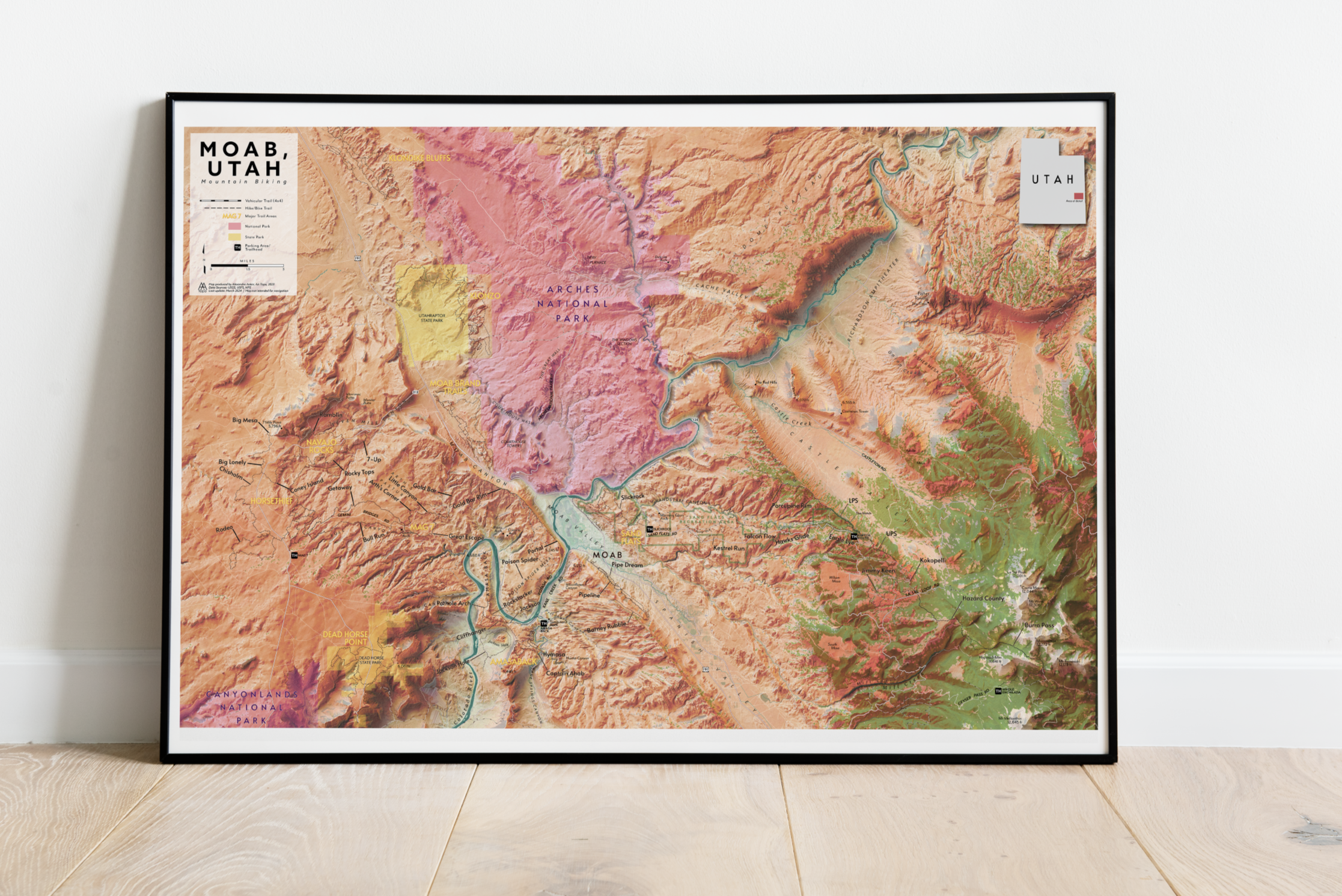 Moab Utah, Mountain Bike Trails Map