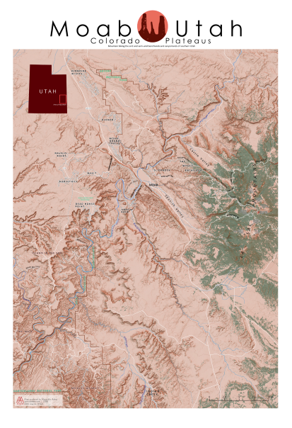 Mountain Bike Moab map The great mountain bike destination of Moab, Utah!  This map has all the major trail centers labeled: from Navajo Rocks, to Amasa Back, to the Whole Enchilada. A unique gift idea for mountain bikers.
