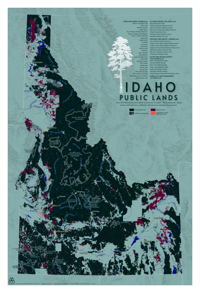Idaho Public Lands mapA map print of all of Idaho’s designated public lands. A unique gift for the outdoorsy men and women in your life.