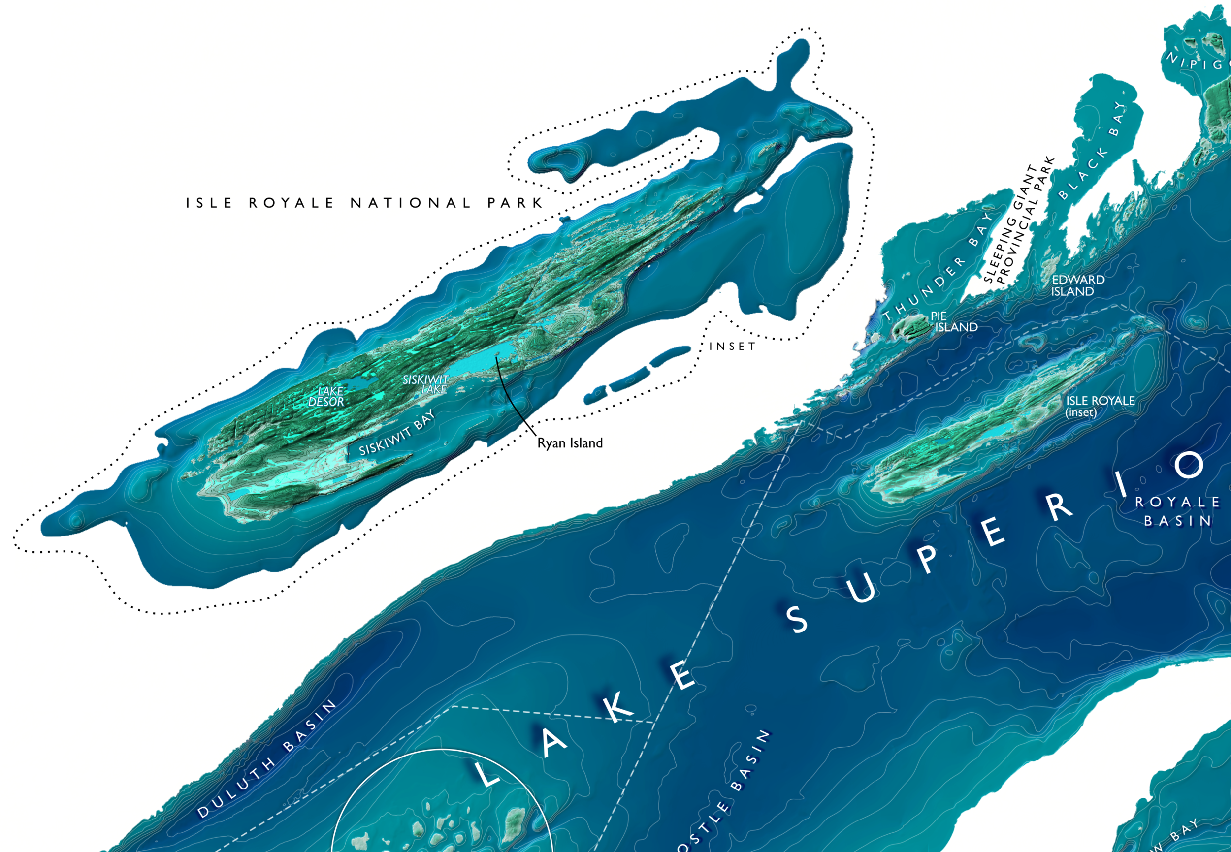 Lake Superior Map, Isle Royale National Park