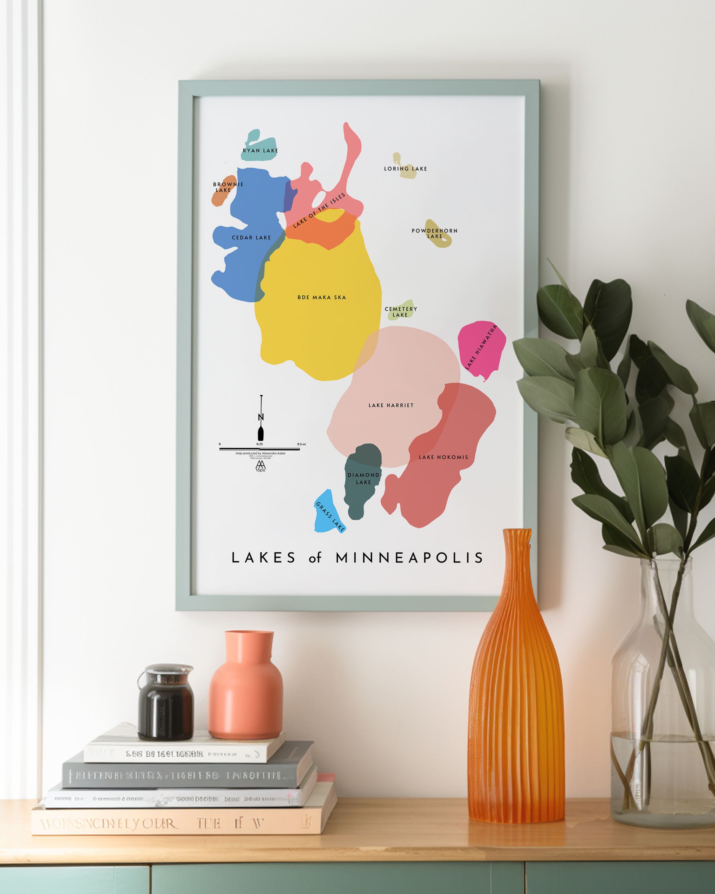 Minneapolis Lakes map print