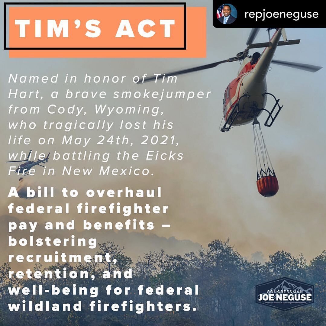 Tim&rsquo;s Act 2.0&hellip;

Keep this train rollin on the massive overhaul that is critically needed for the care and longevity of our nation&rsquo;s federal wildland firefighters&hellip;

Thank you for not giving up on moving the ball forward, Negu