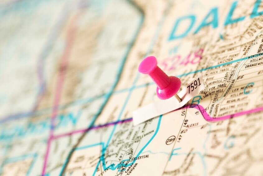 Map representing Eagle Express's scheduled / route deliveries in DFW, TX