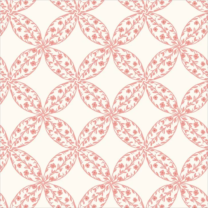 Cream and Blush Floral Quatrefoil
