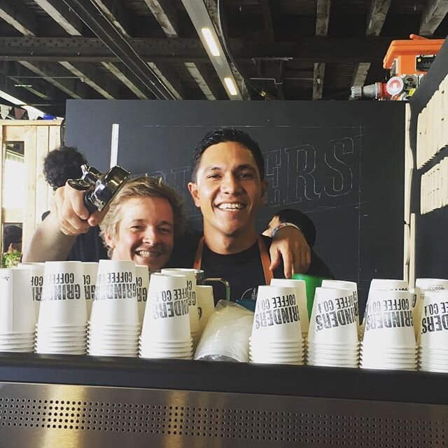 Kenny and Zach crafting coffee since 8am this morning.
#aucklandcoffeefestival #LoveMyGrindersCoffee