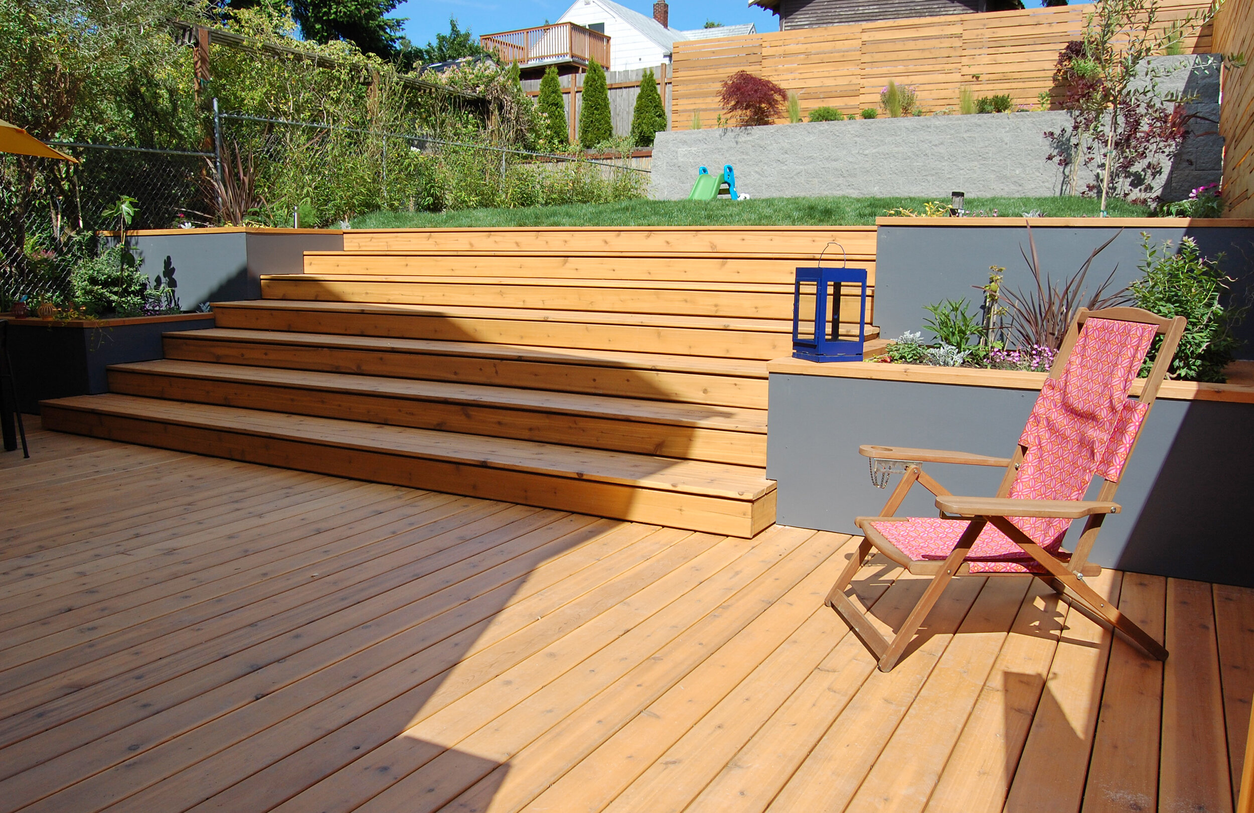W21: Terraced Cedar Deck with Painted Hardie Board Planters