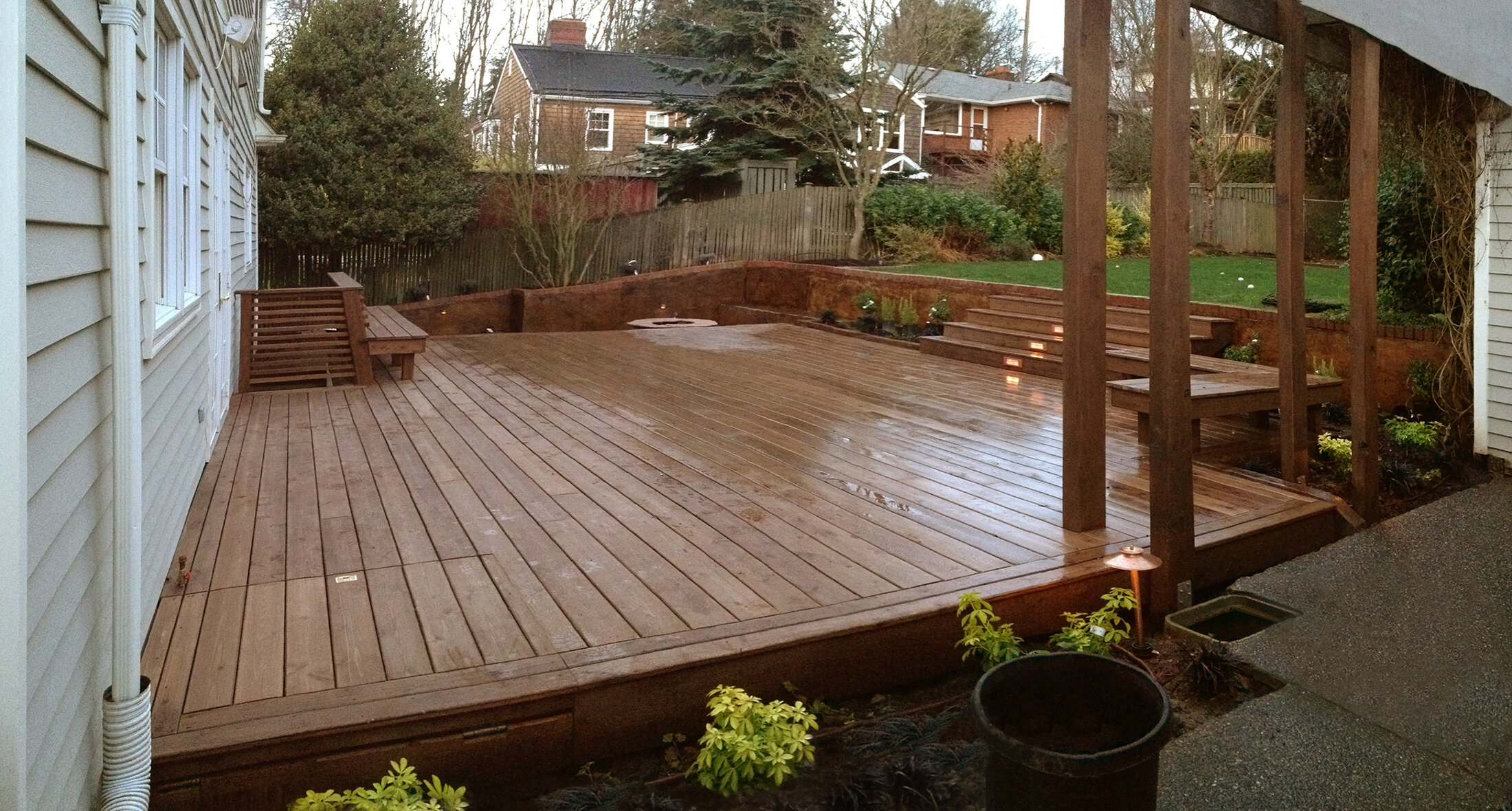 W28: Stained Cedar Deck, Inset Step Lights and Hidden Access to Crawl Space