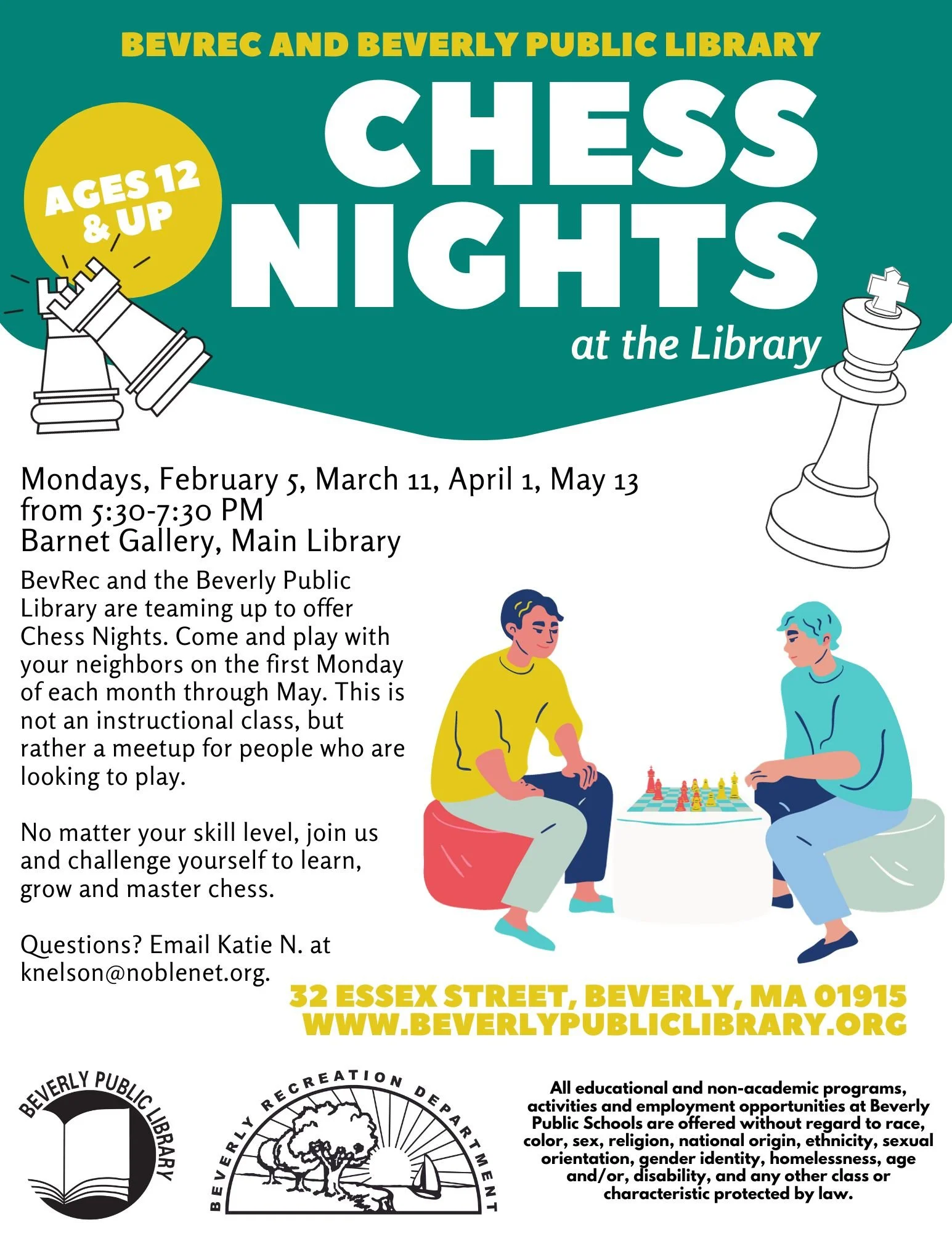 Chess Night at the Library — Beverly Recreation Department