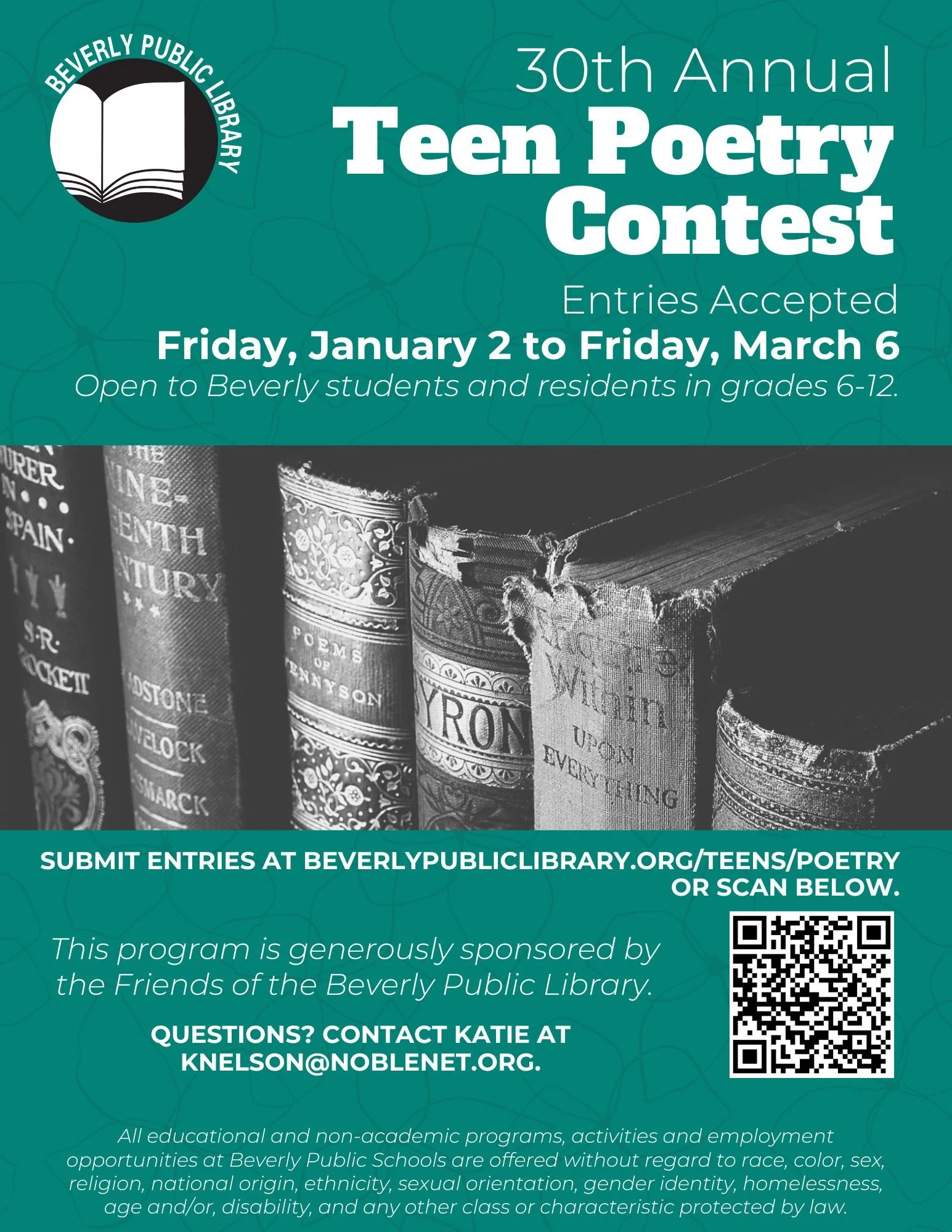 30th Annual Teen Poetry Contest with Beverly Public Library