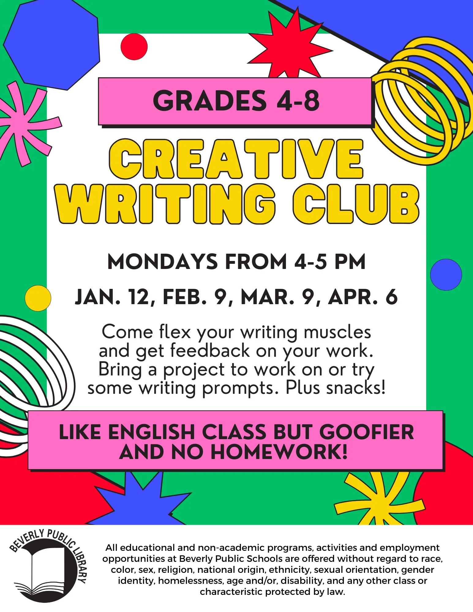 Creative Writing Club @ BPL        Grades 4-8