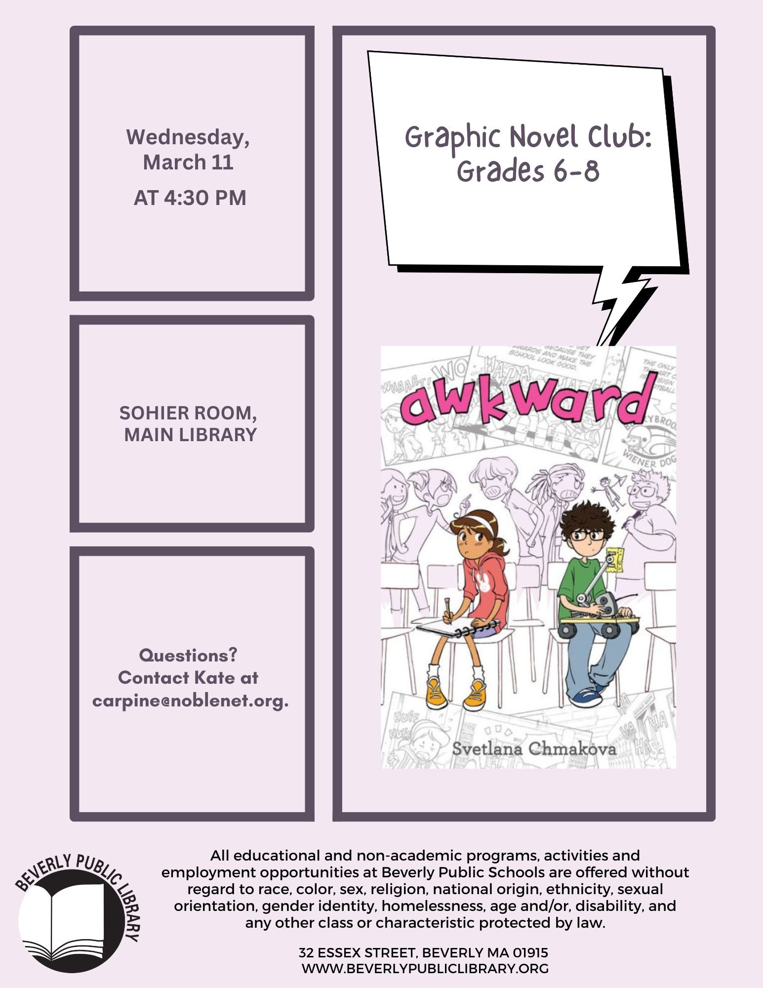 Graphic Novel Club Grades 6-8 