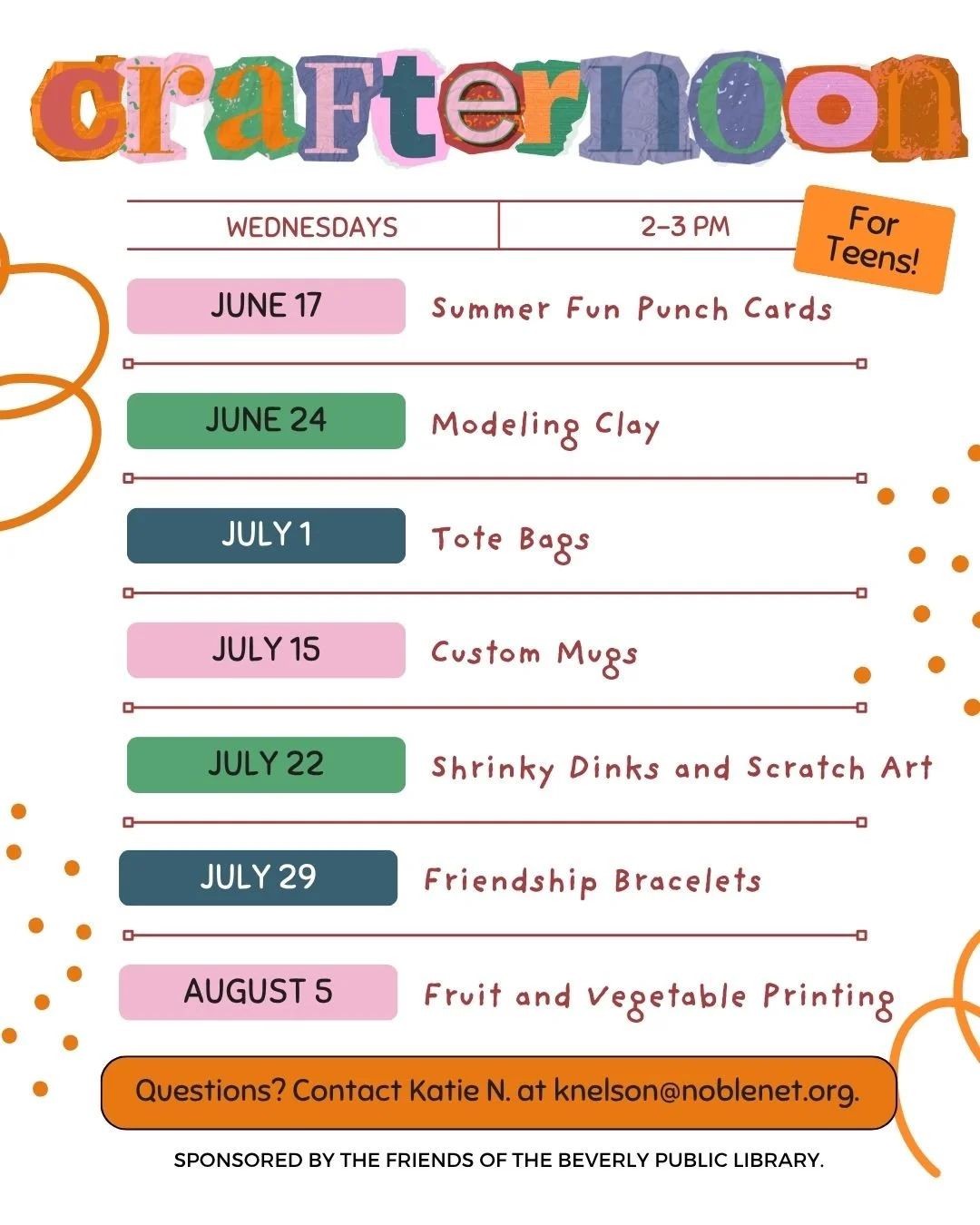 Crafternoon for Teens! @BPL