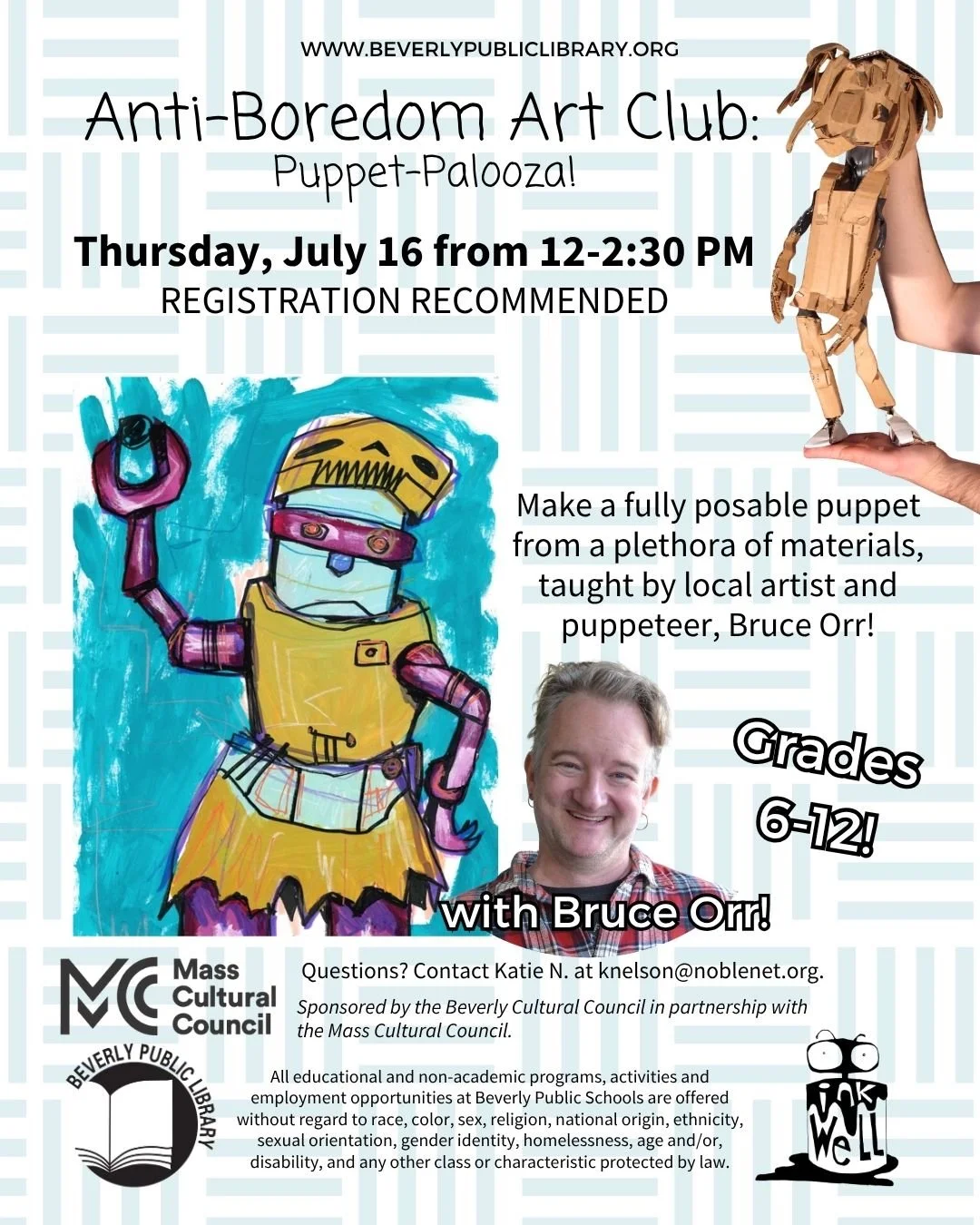 Anti-Boredom Art Club for Grades 6-12 @BPL