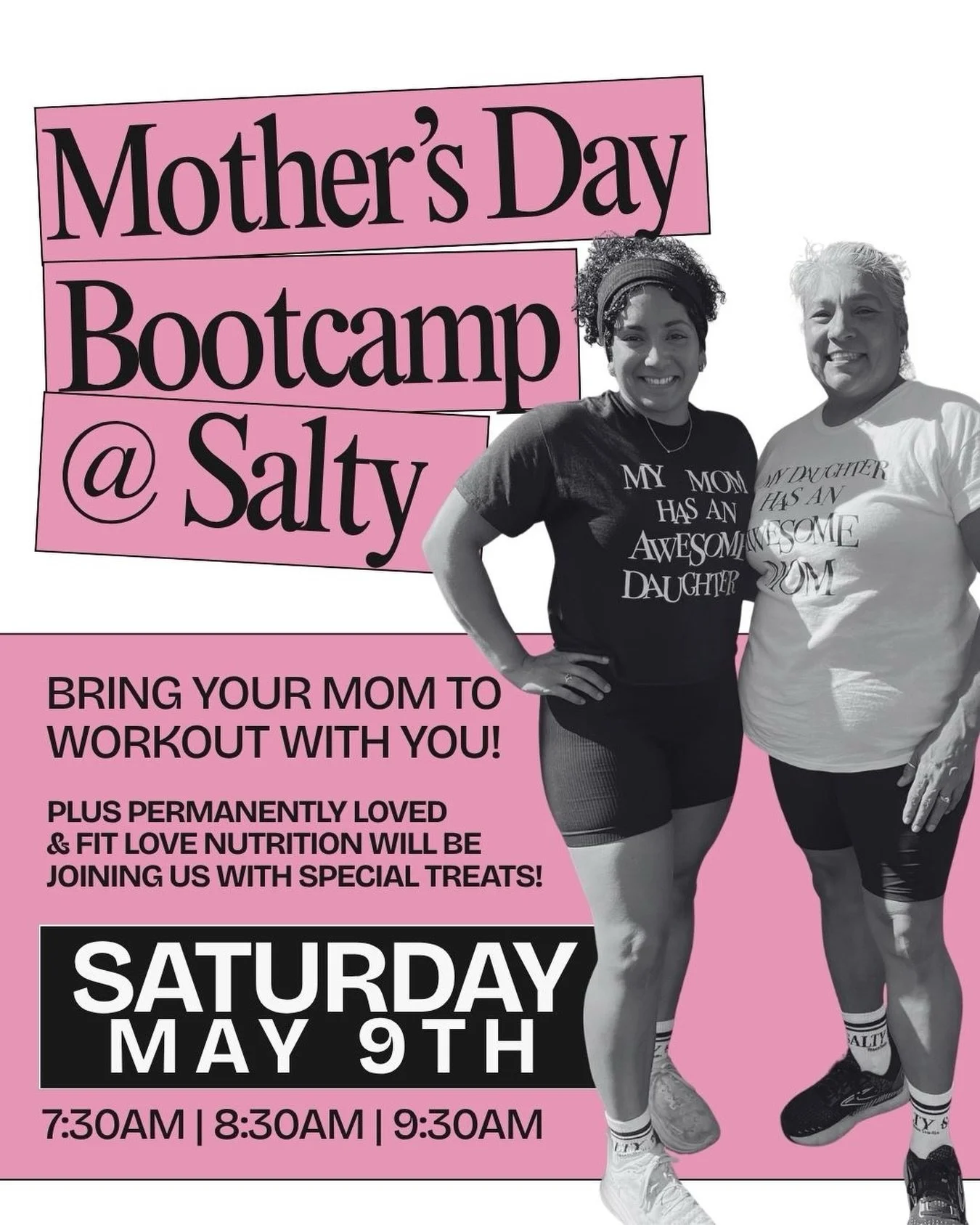 You don&rsquo;t want to miss this! 

Bring your mom or mother figure to workout with you during our special Mother&rsquo;s Day Bootcamp THIS Saturday at 7:30am, 8:30am, or 9:30am! Sign up now and text us at 714-712-0260 to add your mom to the class! 