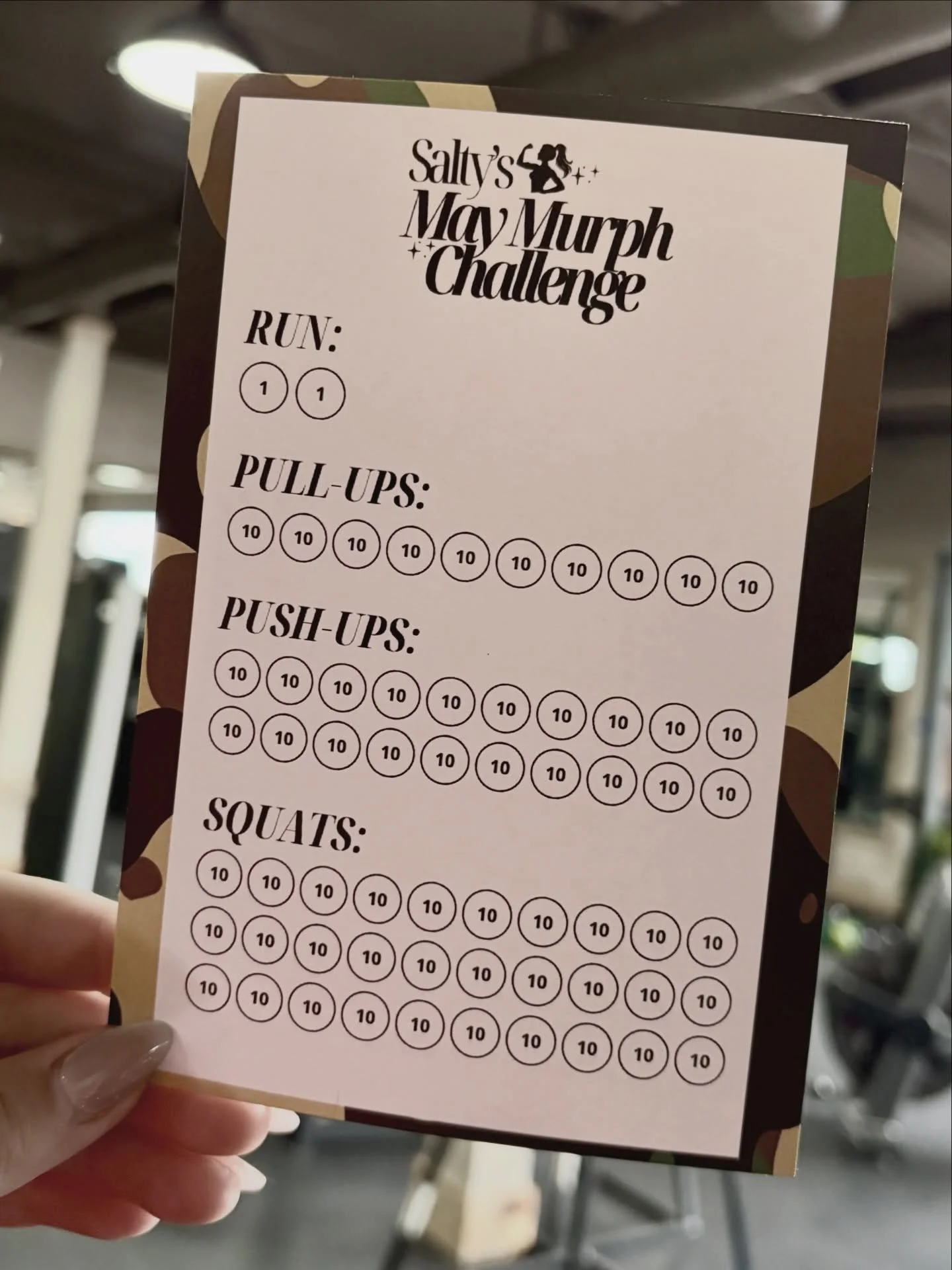 Have you joined Salty&rsquo;s May Murph Challenge??

It&rsquo;s not too late!!

We have a special prize for anyone that completes the May Murph Challenge by the end of the month. 😉 

⚡️ 2 miles
⚡️ 100 pullups
⚡️ 200 pushups
⚡️ 300 squats

If you&rsq