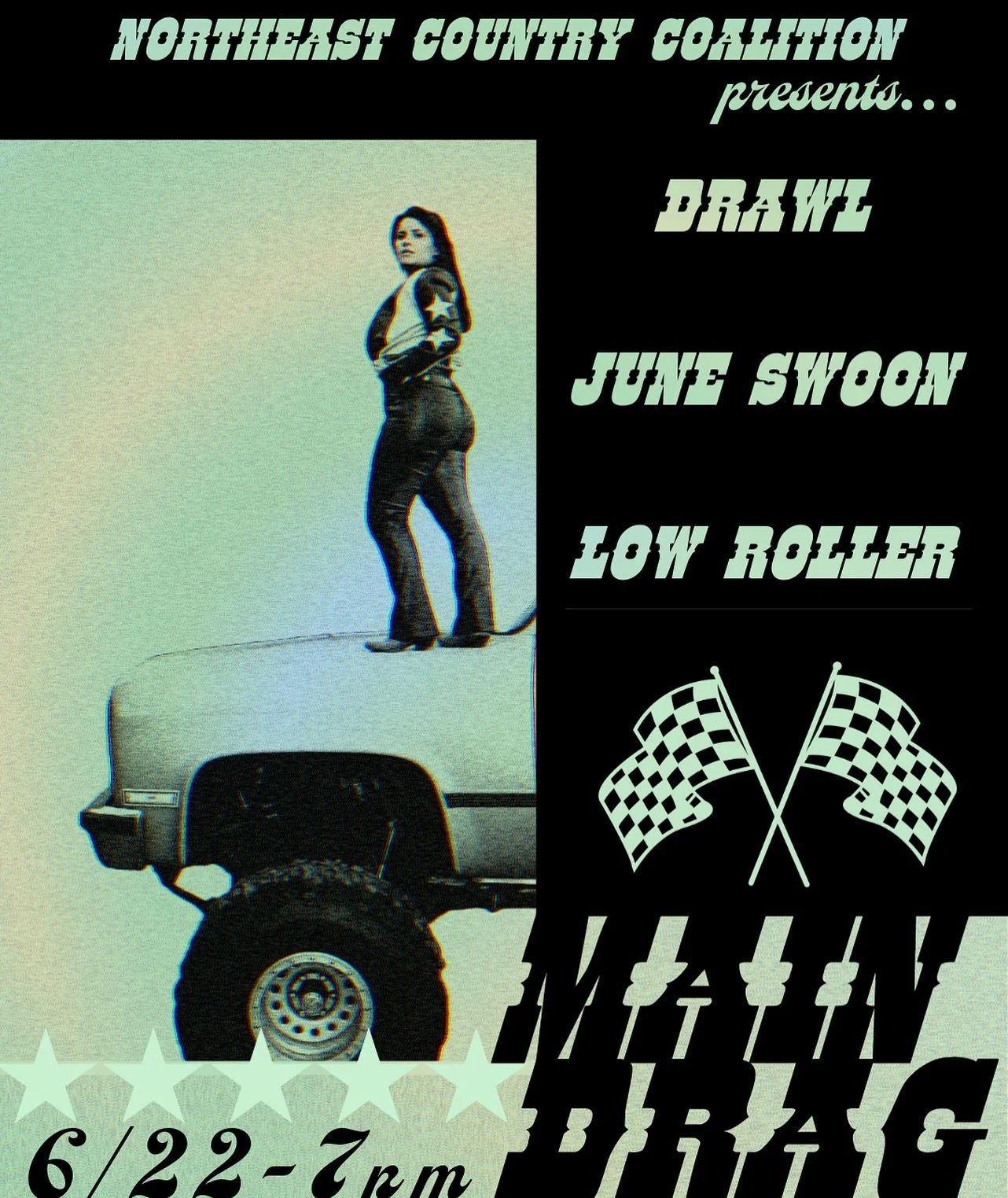 NCC PRESENTS: DRAWL/JUNE SWOON/ LOW ROLLER at Main Drag on Sunday June 22nd&hellip; Gonna be a rip&rsquo; roarin&rsquo; time. Tickets on sale now!