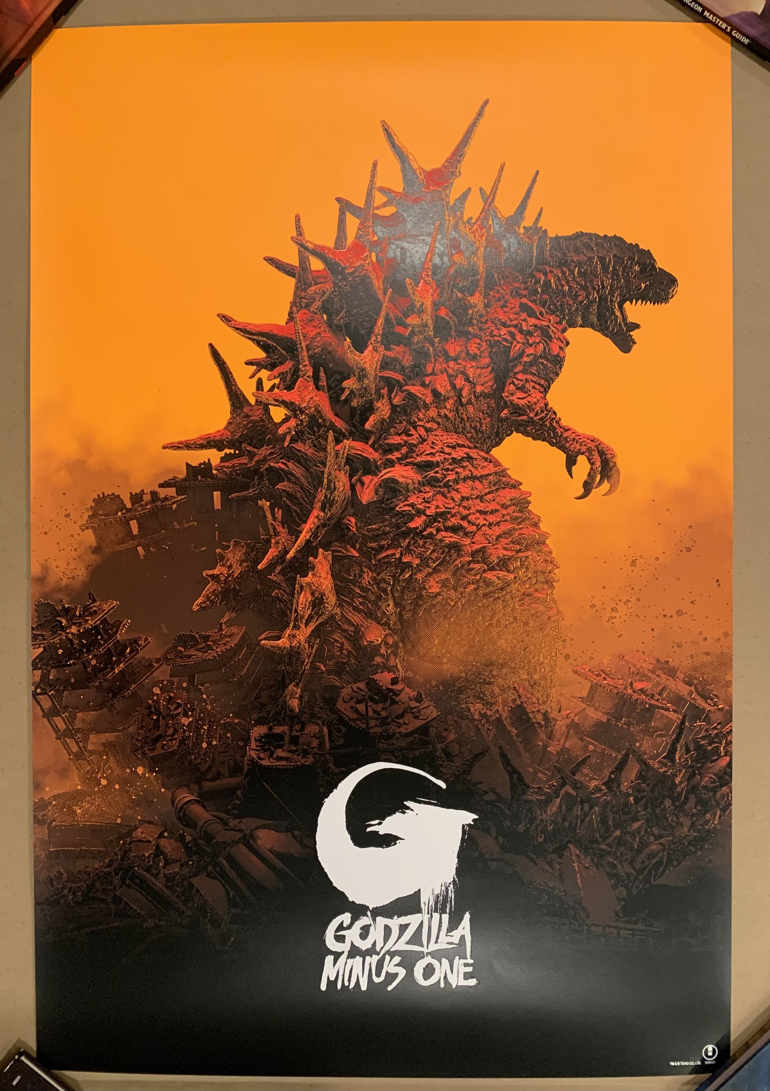 Pascal Blanche “GODZILLA MINUS-ONE” Orange Variant (2024) Limited Edition Art Print Bottleneck Gallery 2024 Hand-Numbered Limited Edition Print FEROCIOUS POSTERS AND ART