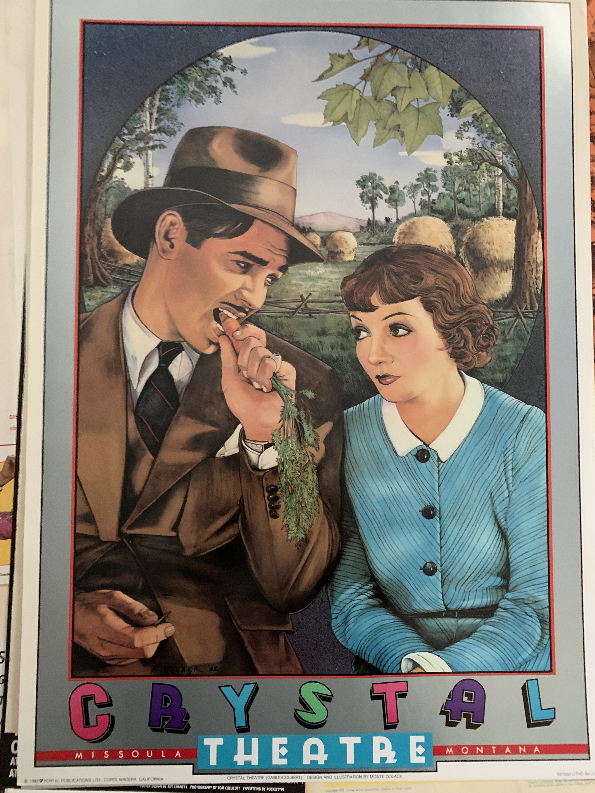 CRYSTAL THEATRE (1982) It Happened One Night Commercial Poster 20"x28" FEROCIOUS POSTERS AND ART