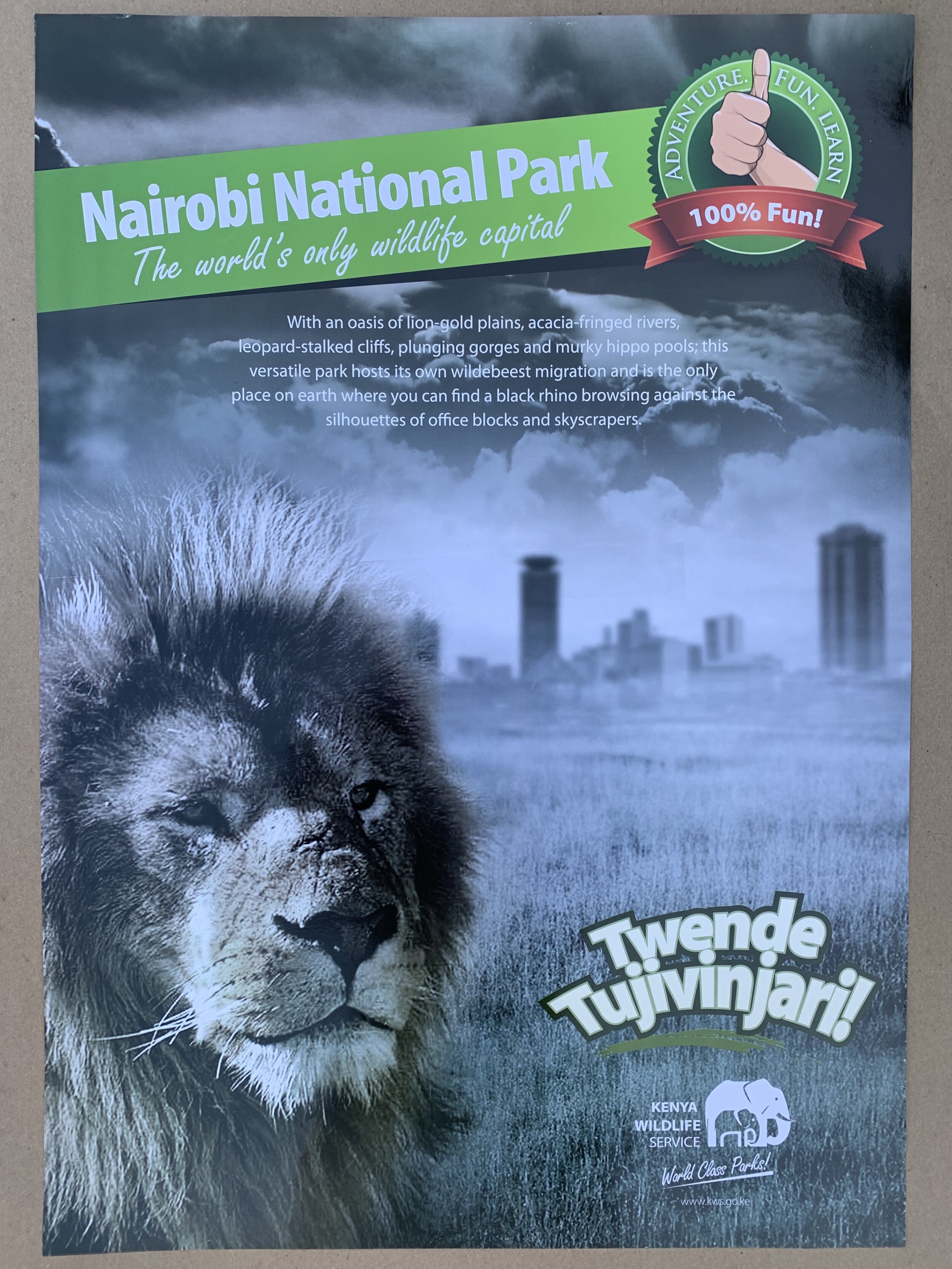 KENYA WILDLIFE SERVICE (1990's) Nairobi National Park Special Poster FEROCIOUS POSTERS