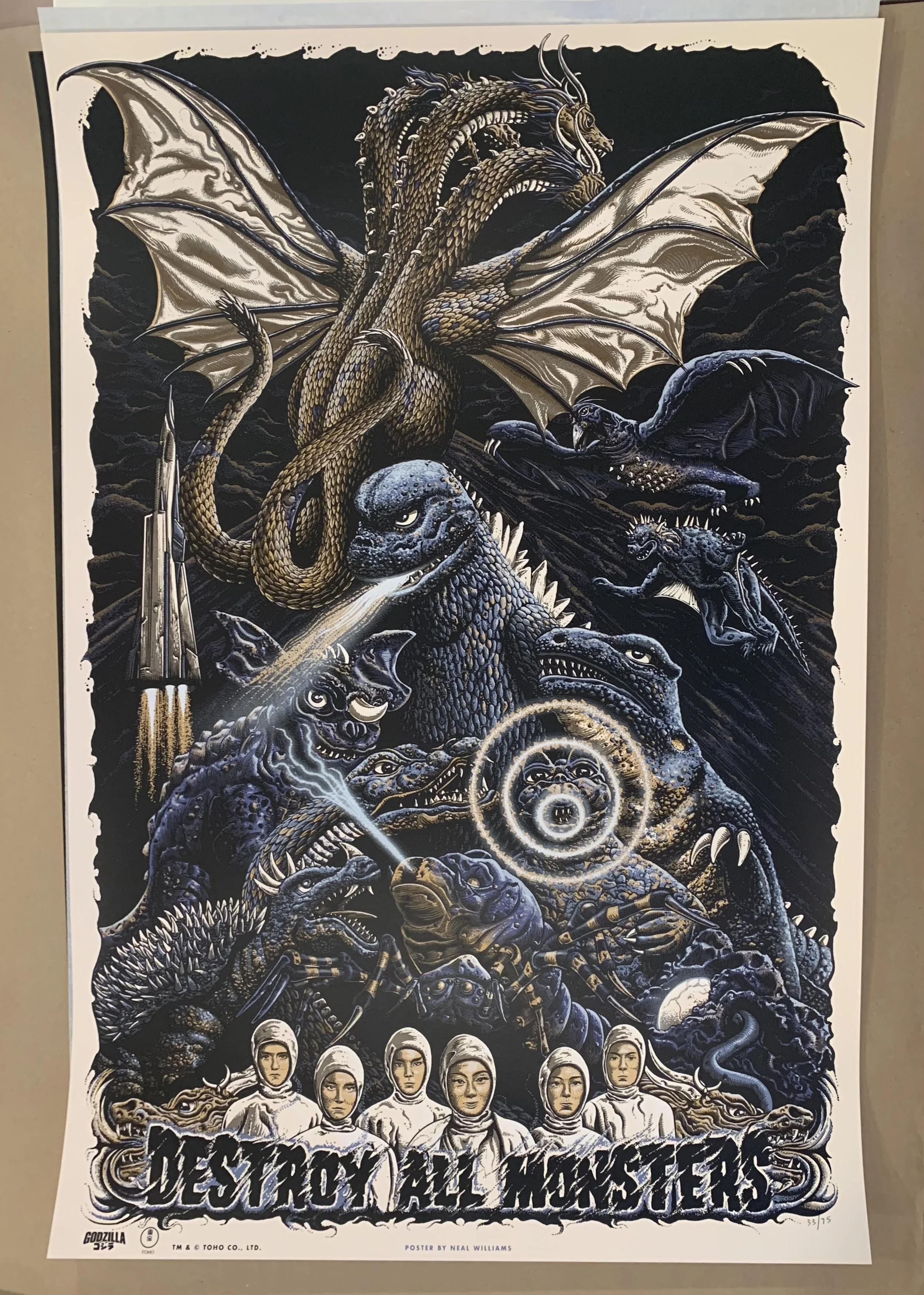 Neil Williams “Destroy All Monsters” Variant Art Print Godzilla FEROCIOUS POSTERS & ART