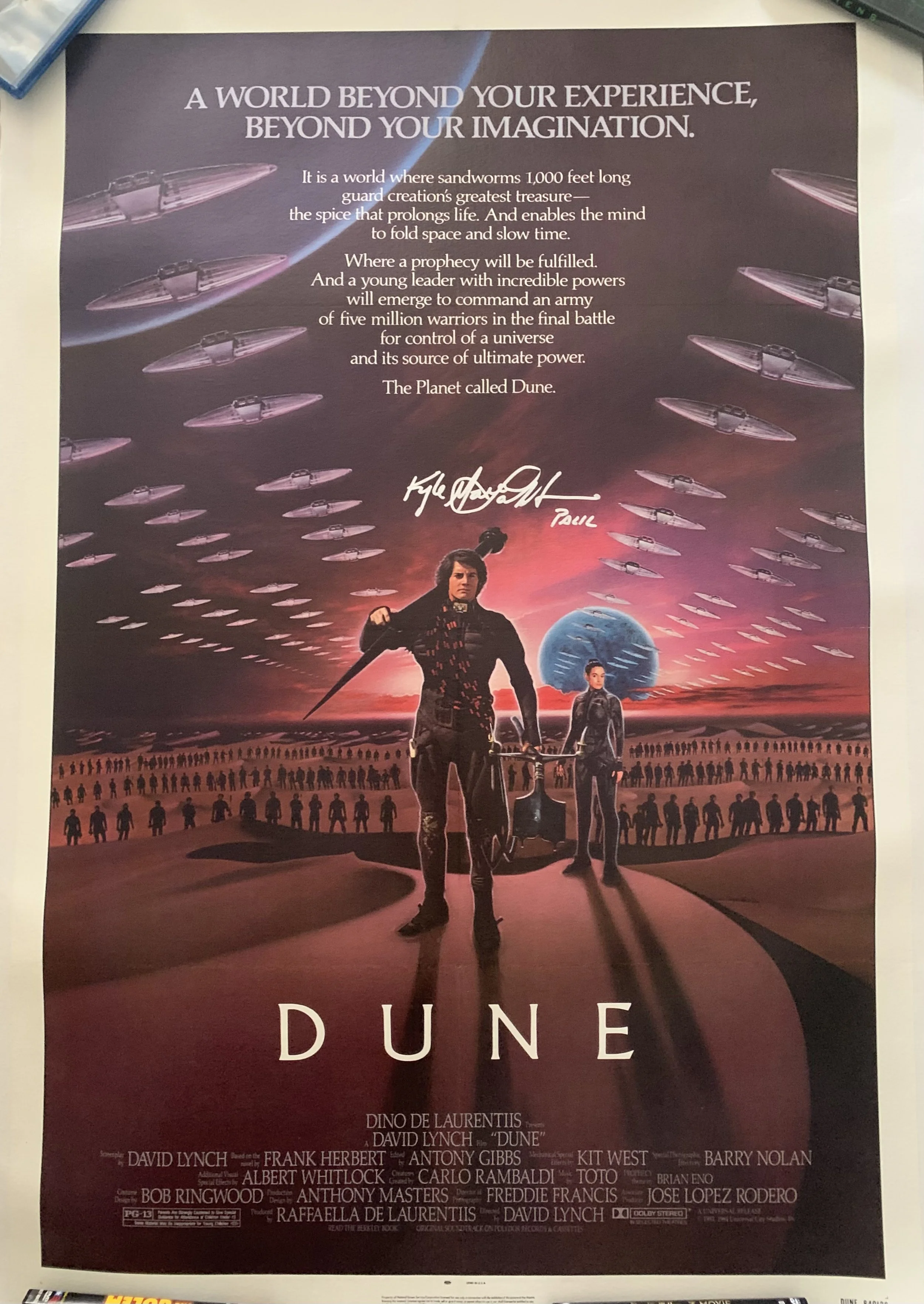 DUNE Linenbacked One-Sheet Signed By Kyle MacLachlan
