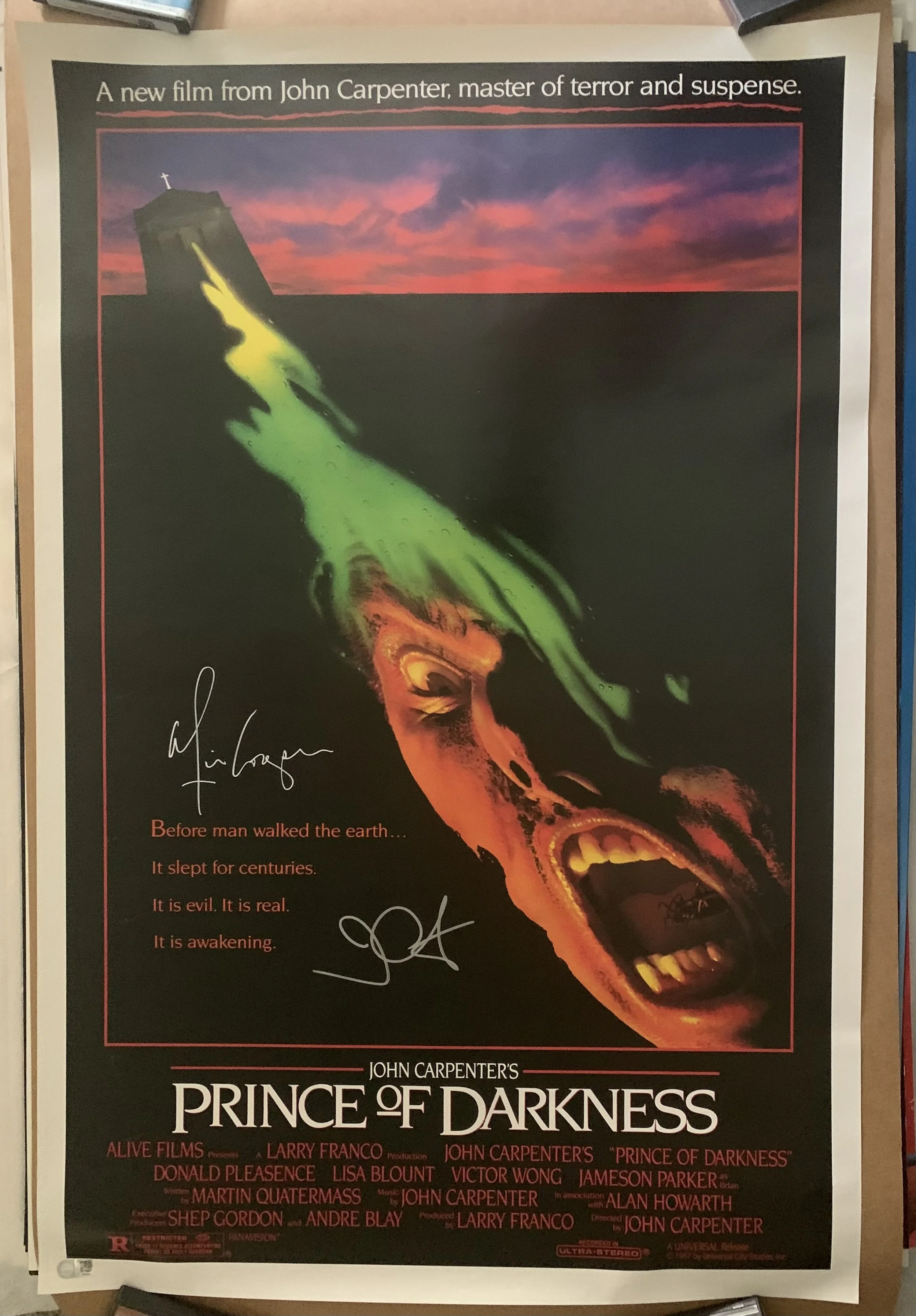 PRINCE OF DARKNESS autographed one-sheet