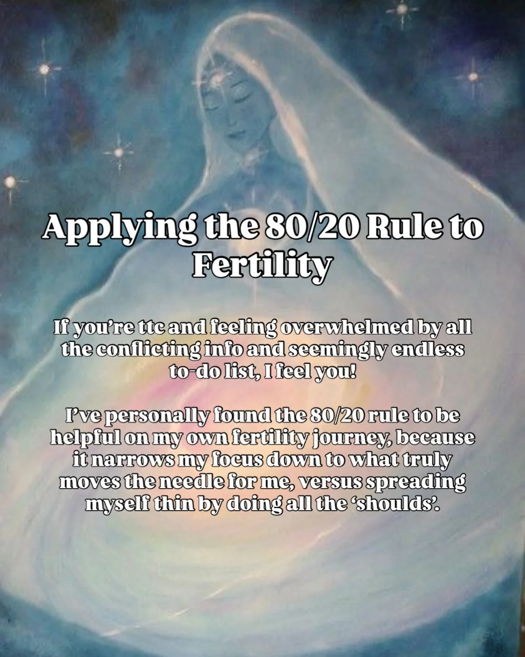 What if conceiving your baby didn&rsquo;t have to feel so hard? ✨
 The Pareto Principle (the 80/20 rule) teaches that 80% of results come from just 20% of actions &mdash; and that applies to your fertility journey too.

It&rsquo;s not about doing mor