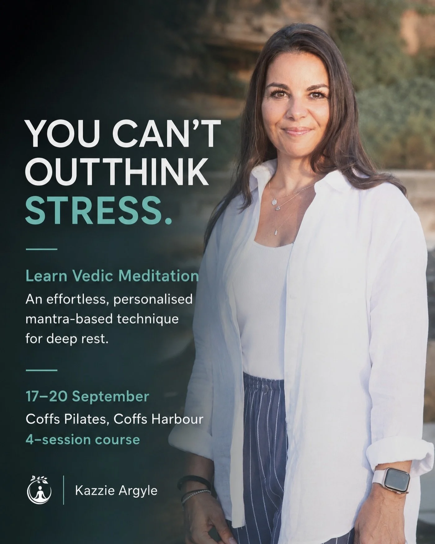 Vedic Meditation is an ancient, effortless mantra-based technique that gives the mind and body access to a level of rest deeper than sleep, allowing accumulated stress to release and more energy, clarity and ease to return.

I&rsquo;ll be teaching my