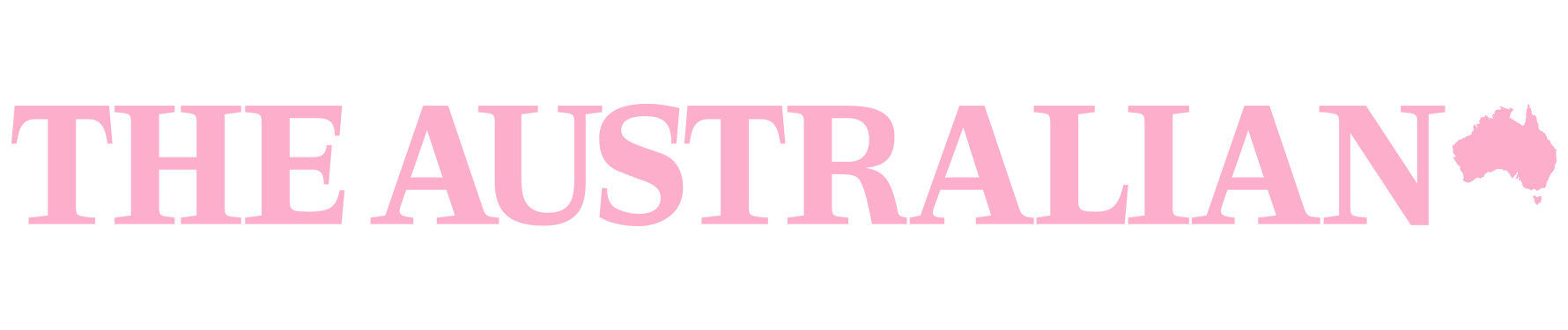 Text that says 'The Australian' with a pink map of Australia on the right side.