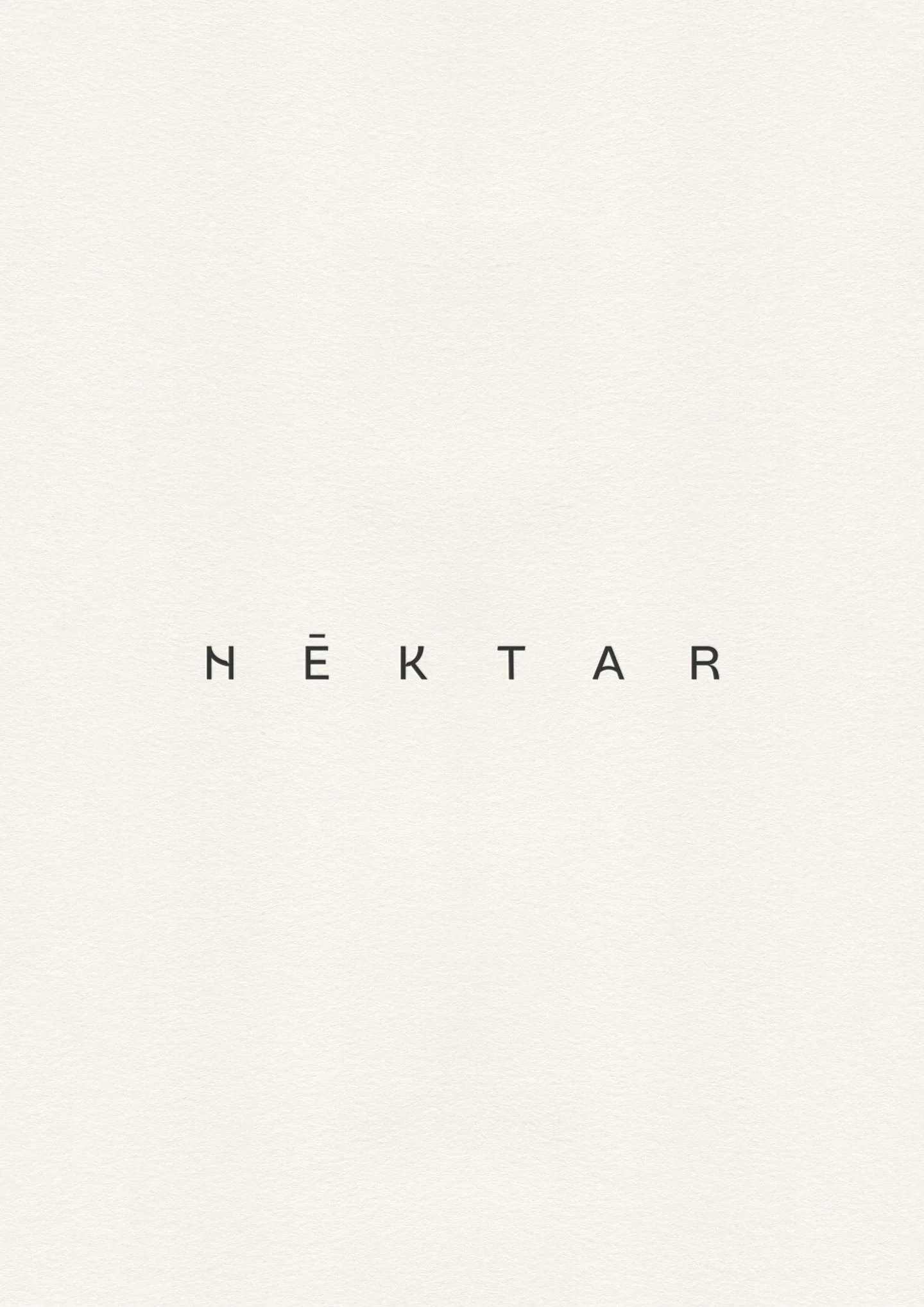 Minimalist book cover with the word 'NĒKTAR' centered on a light, textured background.