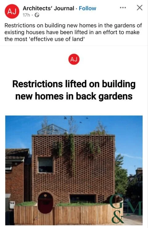 Building new homes in the gardens of existing houses