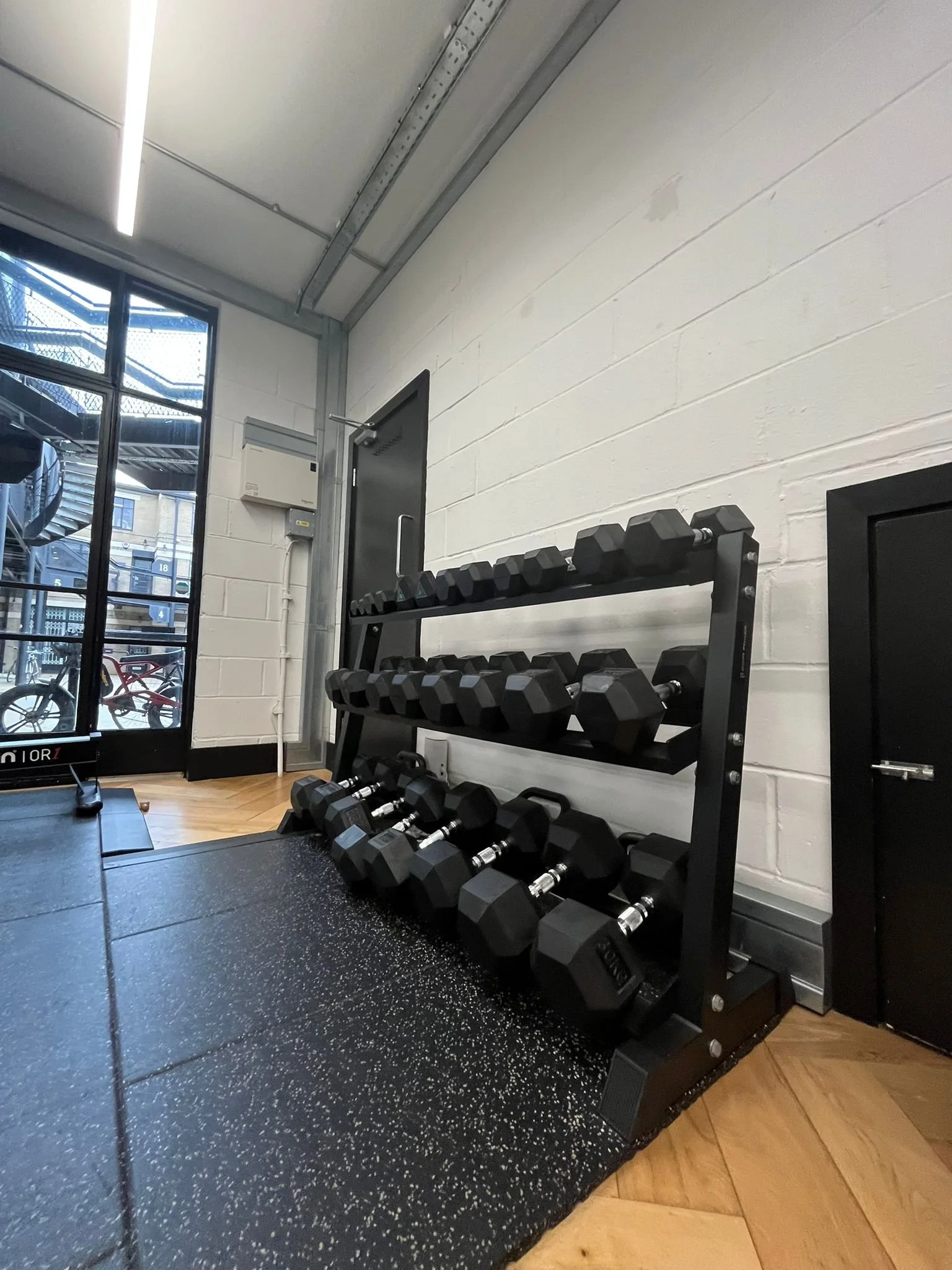 Dumbbell rack at Oryan Fitness private studio Islington