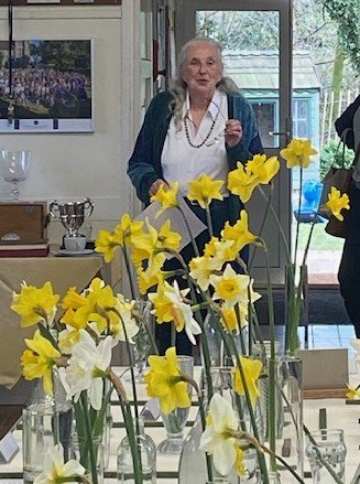 Show secretary Christine Stephens with some of the daffodil entries