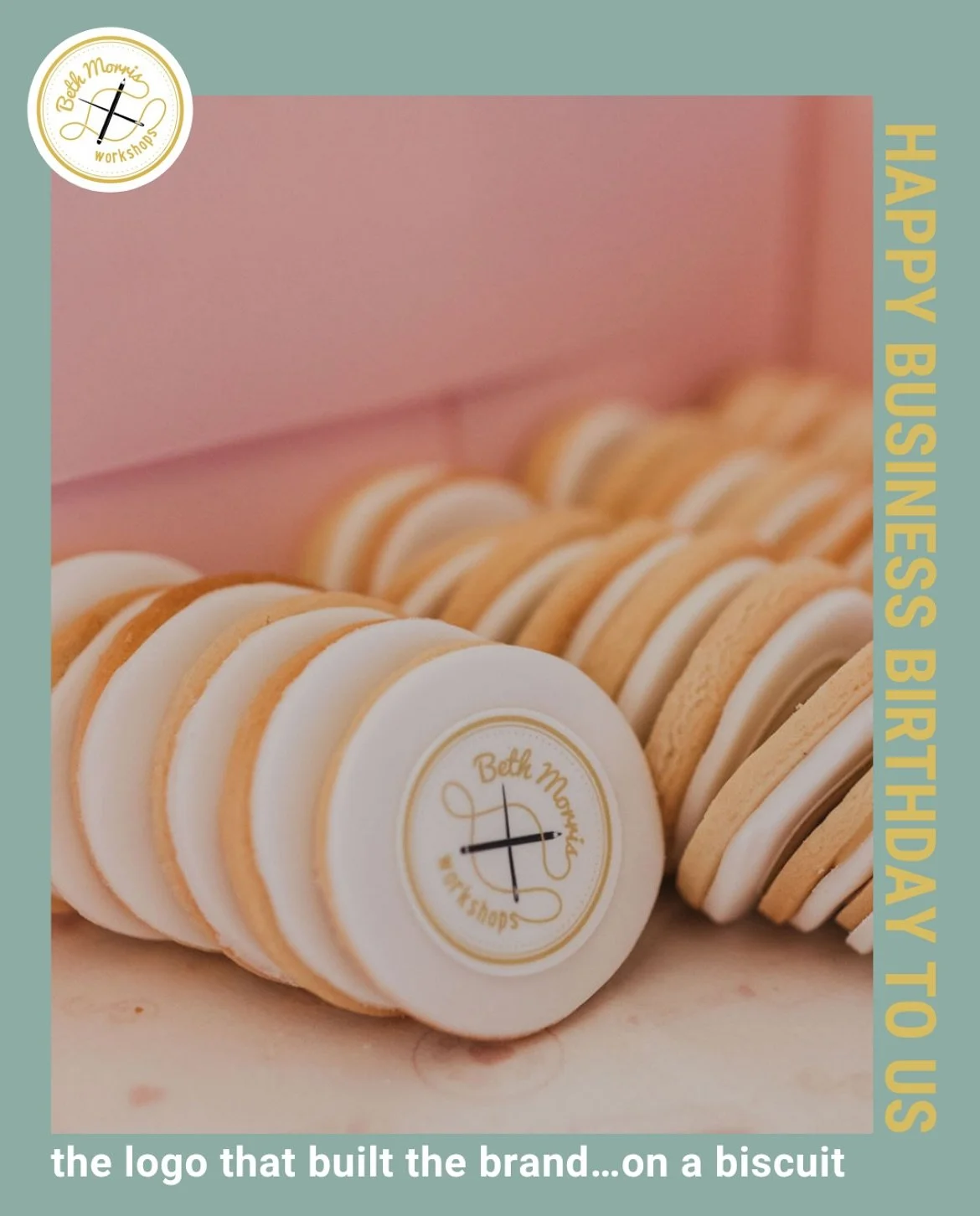 🎉 Business Birthday Feels 🎉
A few weeks ago, my branding became&hellip; edible!

Back when I first decided to run art workshops @insolecourt in Cardiff, I thought: If I have a logo, I have a business. I sketched a pencil and needle, sent it to my f