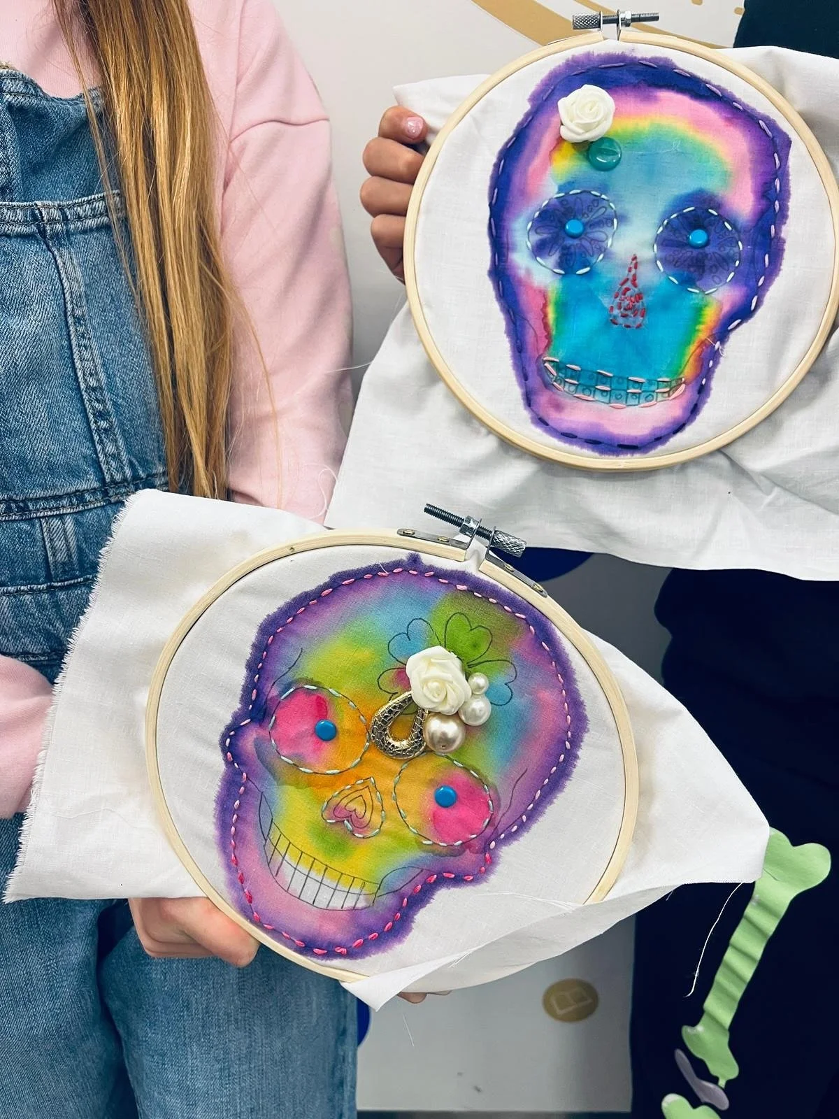 From pencil to paint to thread&hellip; this one was a journey

Our young artists began with simple drawings.
Shifted to the lightbox to trace their designs onto fabric.
Layered soft watercolour washes.
Then stitched, beaded, and embellished until the
