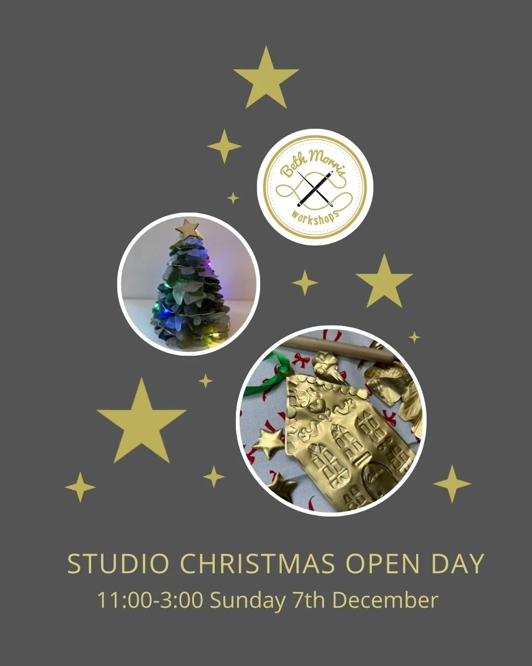 Save the date! Sunday 7th December. 11:00-3:00

Our Christmas Open Day is coming&hellip; mulled wine, mince pies, tin-embossed decoration workshops, sea-glass Christmas trees, gift cards, art supplies, and a peek at everything coming in 2026, plus ou
