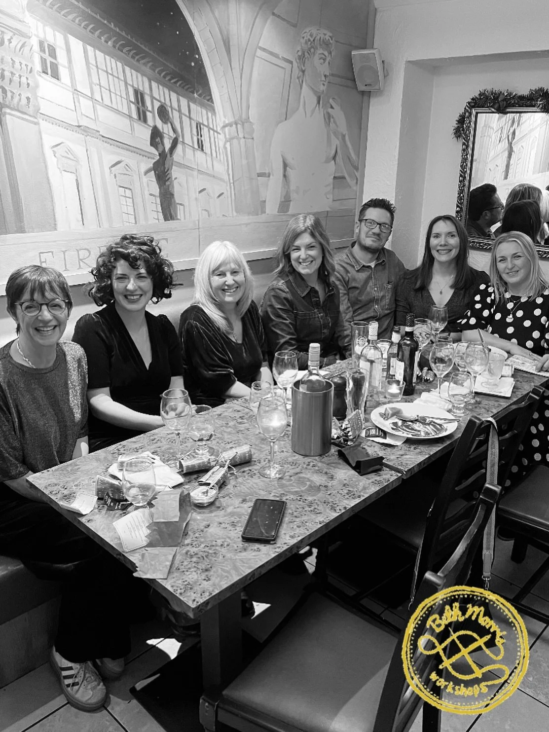 Last night was special.

Our Christmas get-together.
After the most incredible year at Beth Morris Workshops Community Art School.

I started this place on my own.
One artist.
Running workshops for people who needed them.

And now look at us.
Nine of