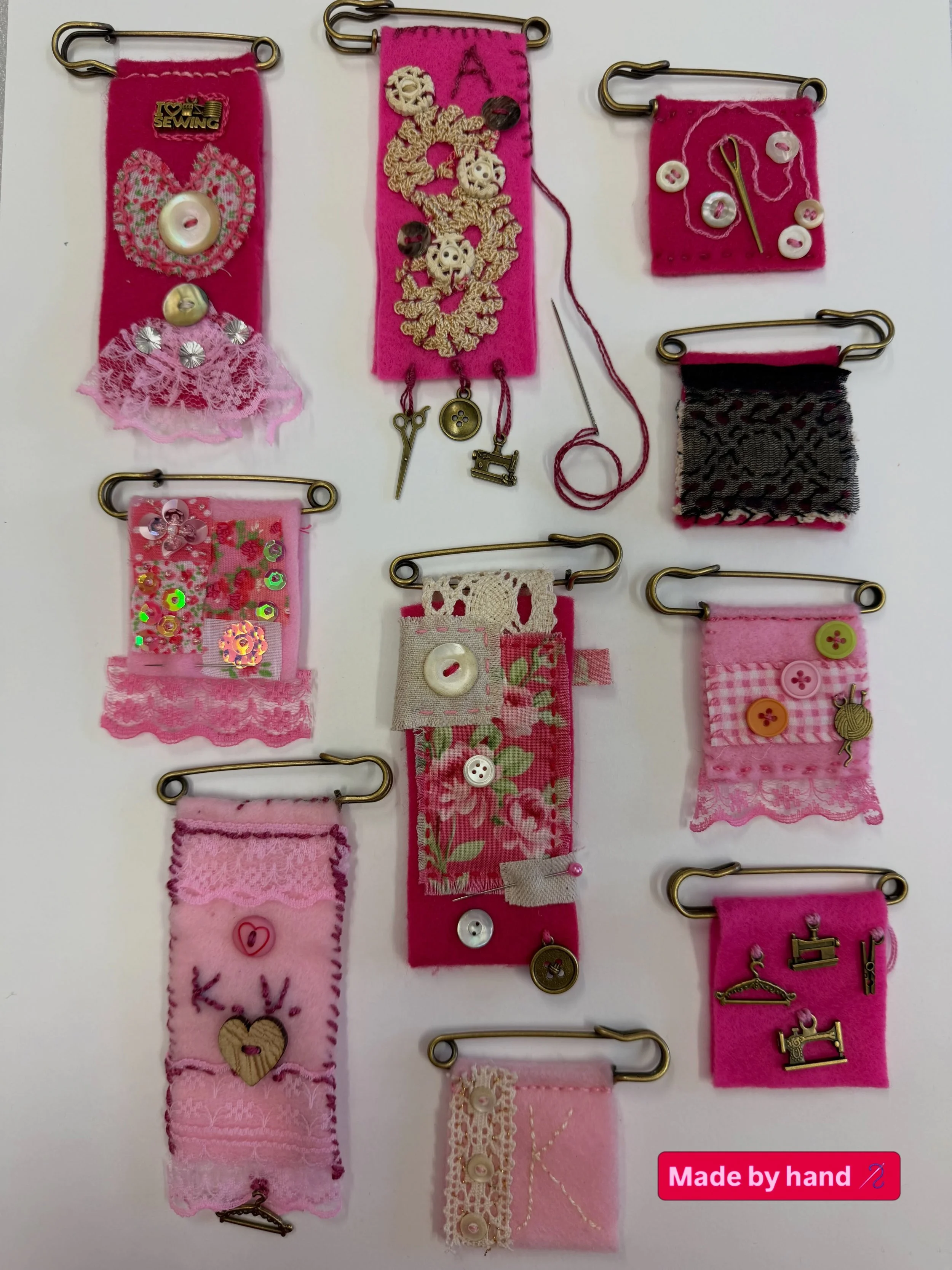 In a world where so little is made by hand, there&rsquo;s something joyful about creating something from scratch. 

Little pink-inspired brooches, handmade with love and purpose for Breast Cancer Awareness Month. 

#bethmorrisworkshops #communityarts